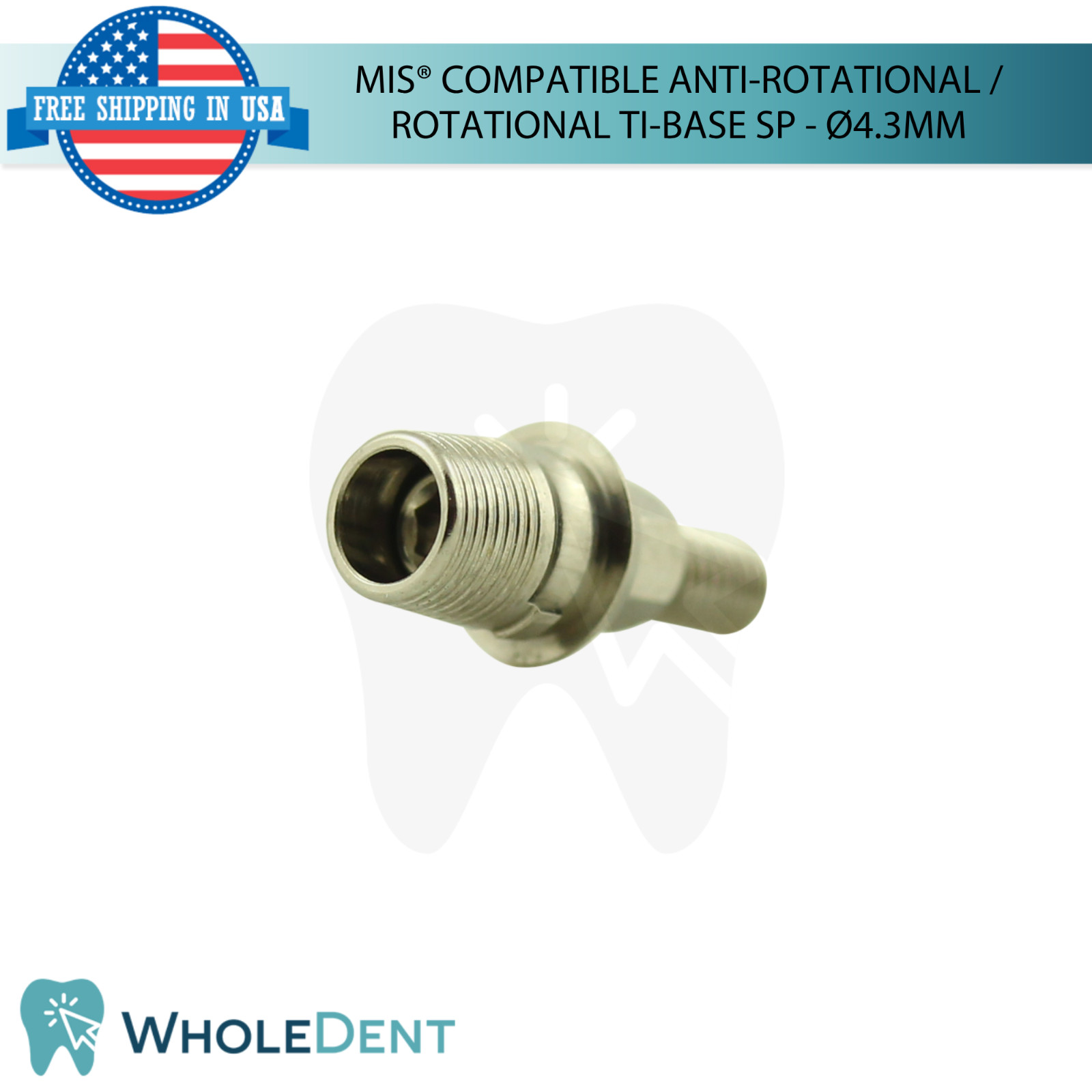 5x Dental Anti-Rotational / Rotational MIS® Compatible Tibase SP Ø4.3mm Int Hex