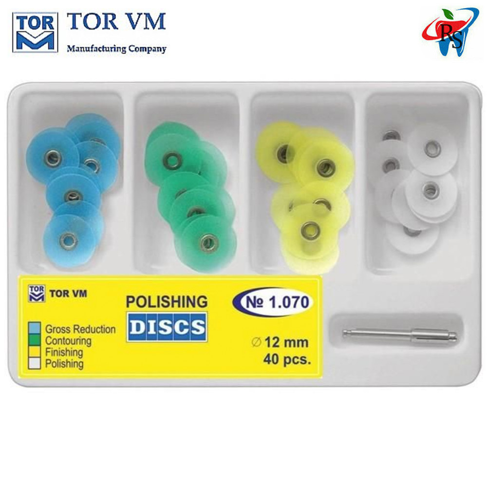 40pcs Dental TOR VM Polishing and Finishing Discs and Mandrel Kit Ø12mm Set