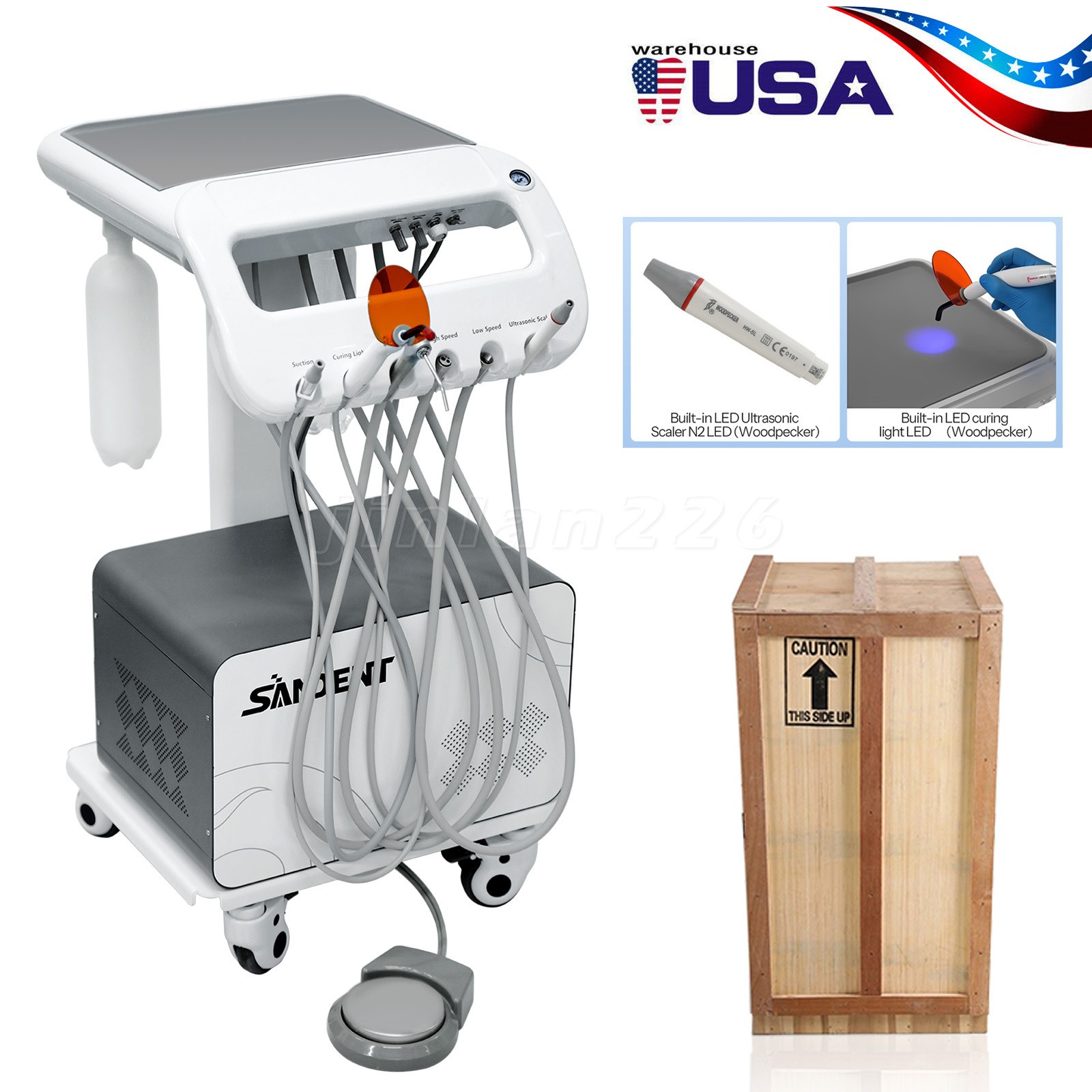 Portable Dental Delivery Unit With Air Compressor Strong Suction 4Hole