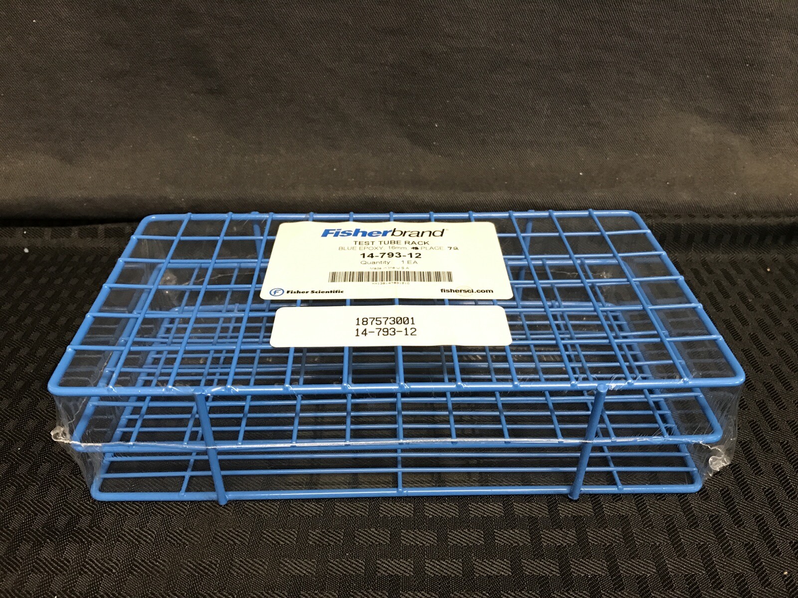 FISHERBRAND 72-Place Poxygrid Test Tube Rack Blue Epoxy Fits 13-16mm 14-793-12