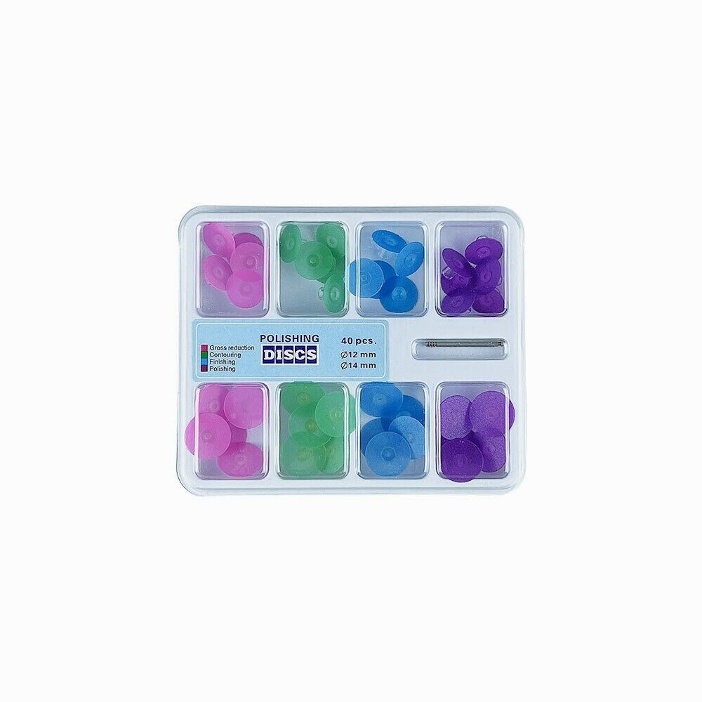 Dental 40 Pcs Discs+1Pcs Mandrel Filling Material Finishing Discs Spiral Diamond