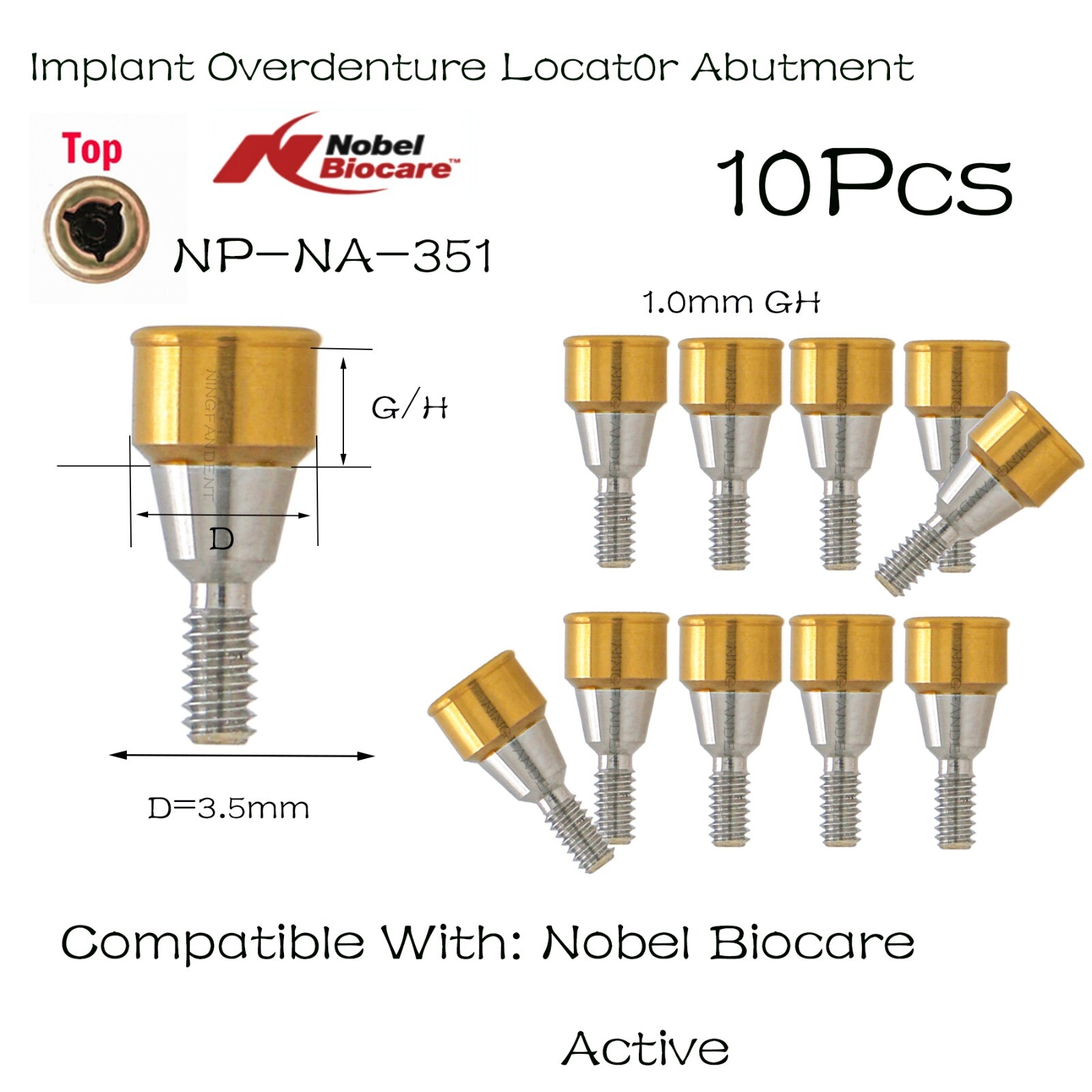 For Nobel active Implant Locator Abutment Screw 3.5mm NP