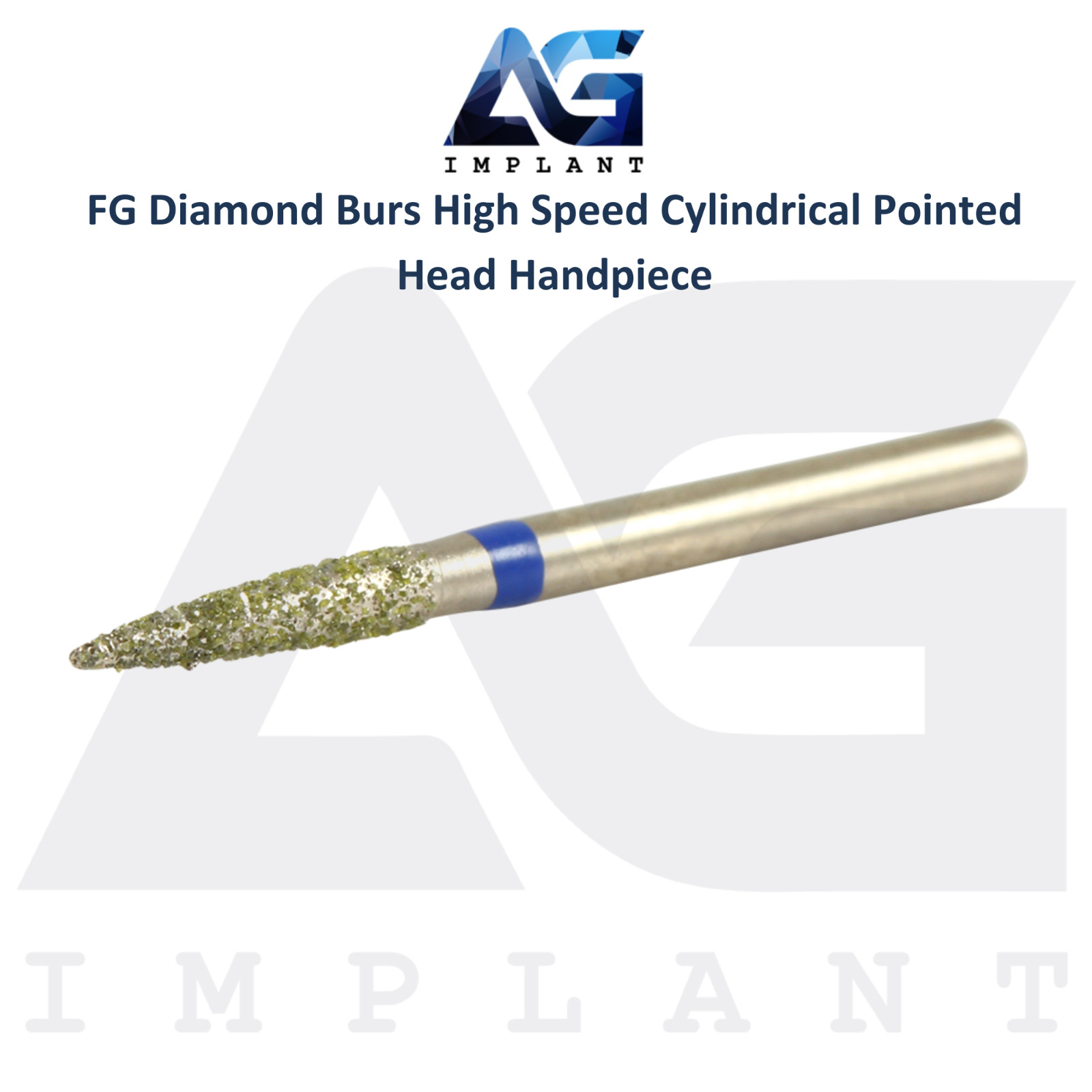 Dental FG Diamond Grit 10 Burs High Speed Cylindrical Pointed Head Handpiece