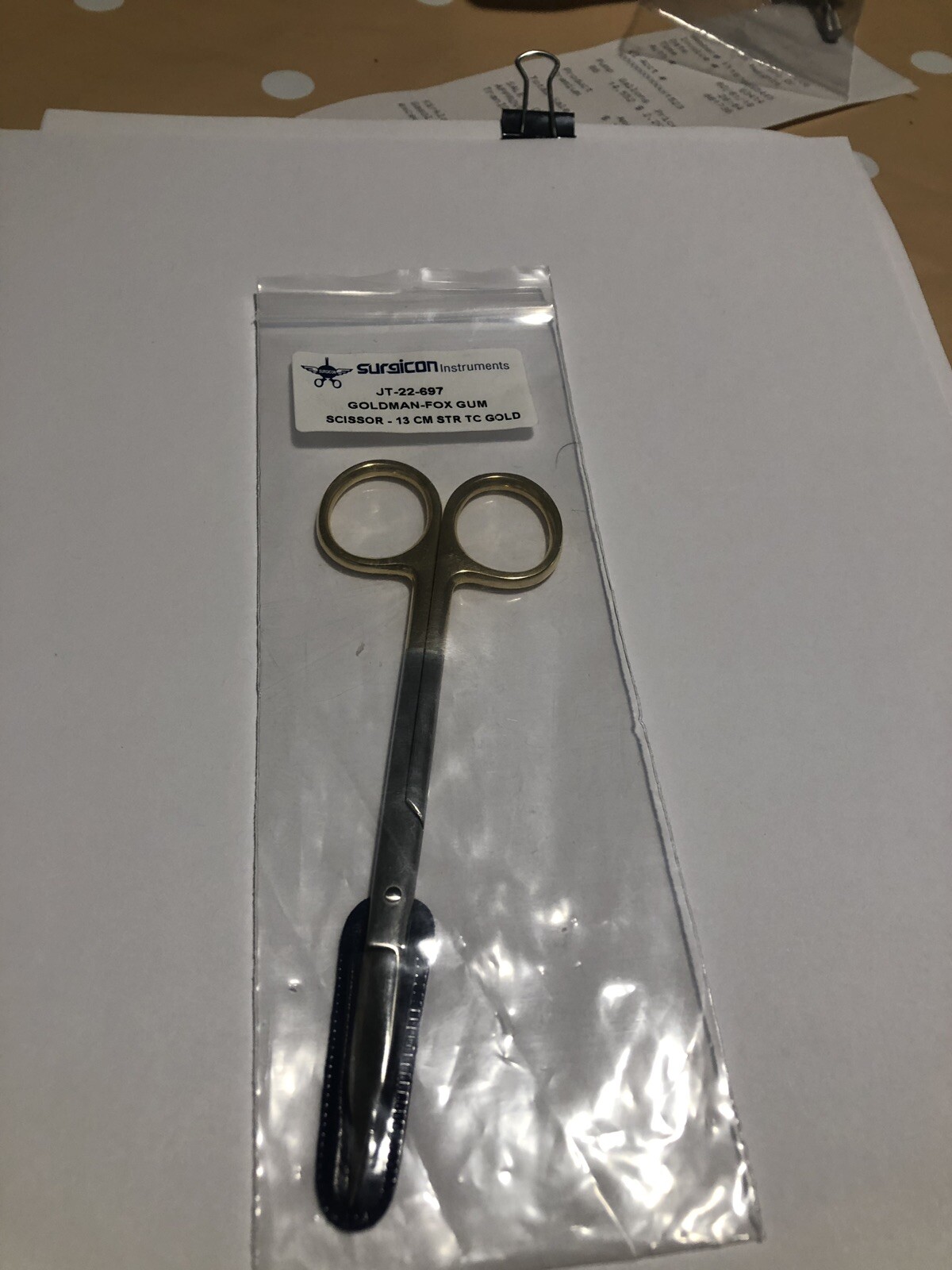 GOLDMAN-FOX GUM SCISSOR – LENGTH = 13 CM / 5″, STRAIGHT, TC GOLD