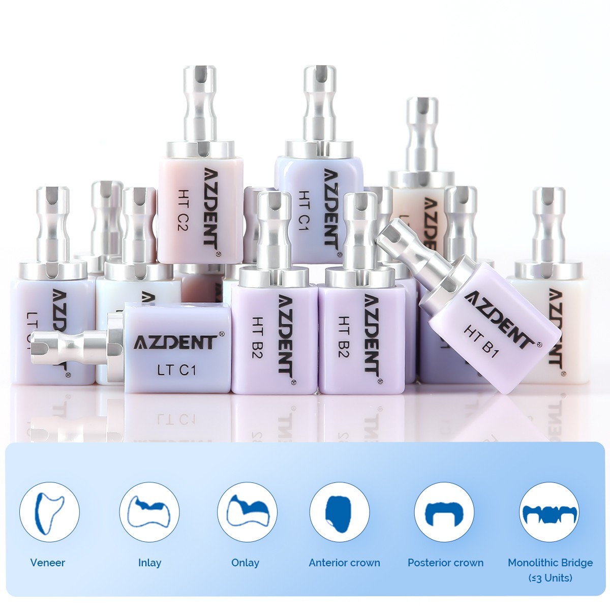 5PCS C14 Dental Emax Glass Ceramic Blocks Lithium Disilicate CAD/CAM CEREC Block