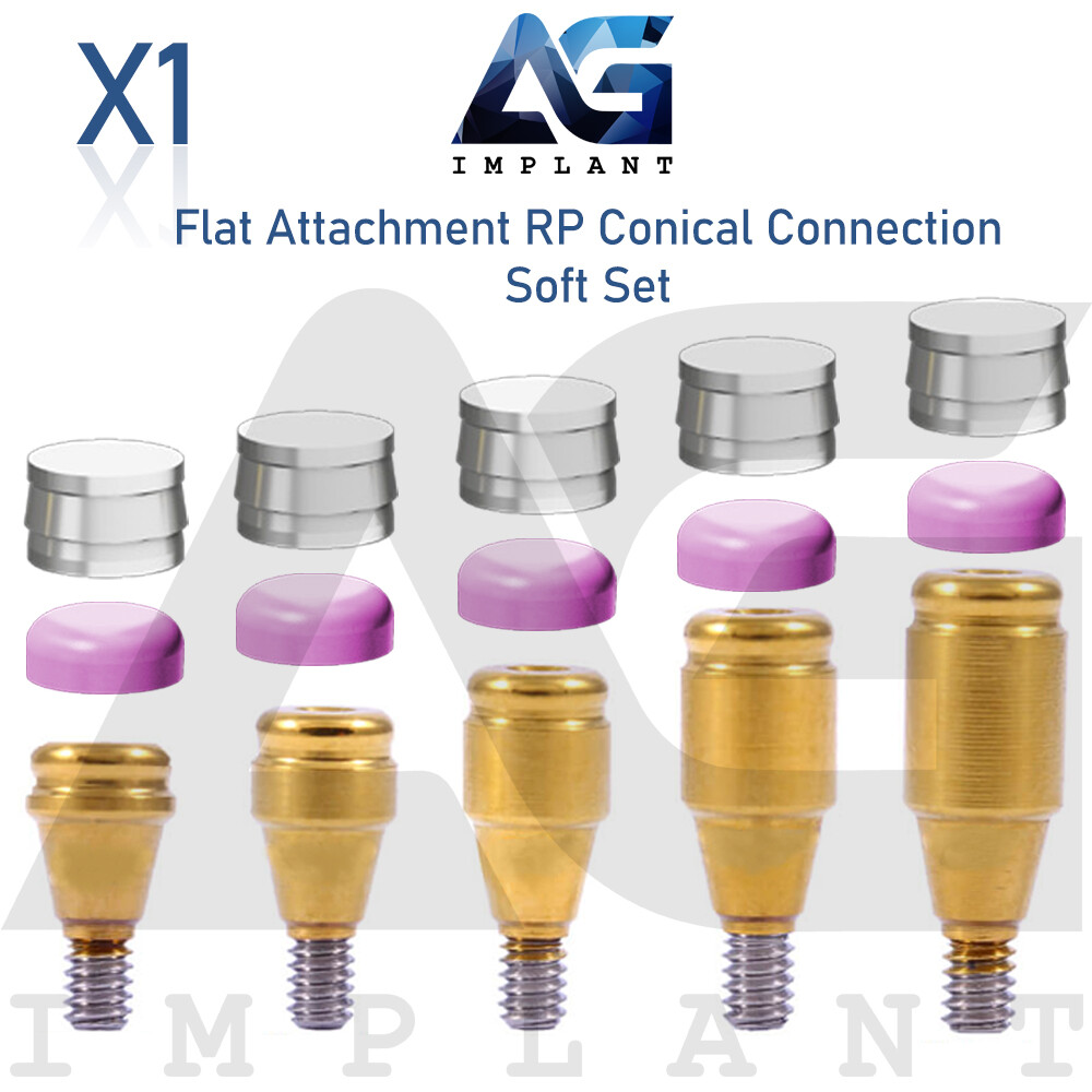 Flat Attachment Abutment Soft Silicone Set RP Conical Connection