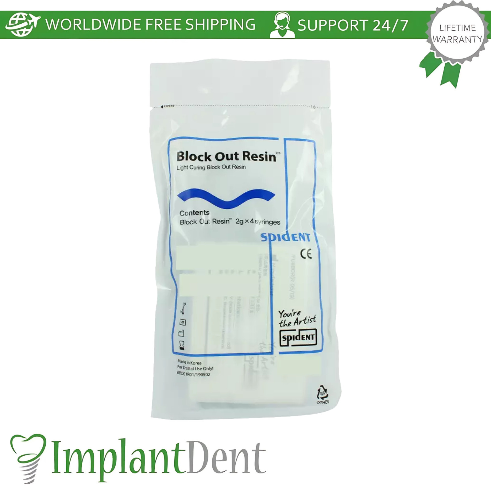 Spident Light-Cured Blue Block-Out Dental R3sin Lab Use x4 Easy Application
