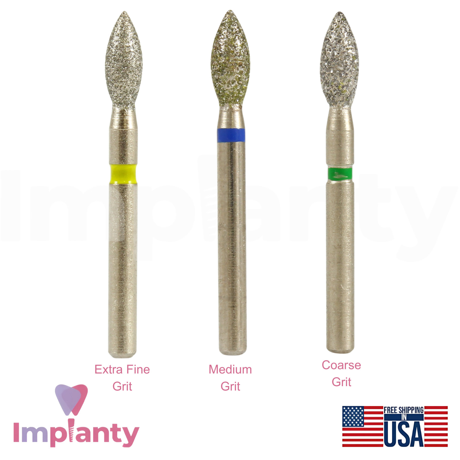 FG Diamond Burs High Speed Egg Bud Shape Head Handpiece Stainless Steel 10pcs