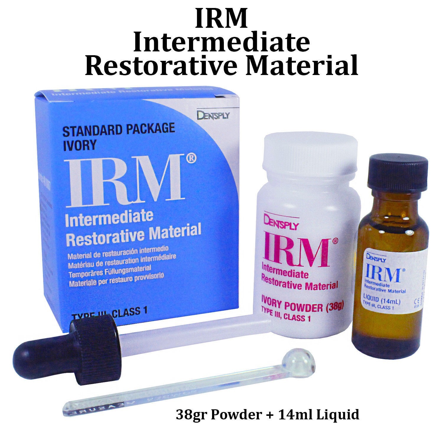 5x Dentsply IRM Kit Powder 38g + liquid 14mL Standard Package Ivory