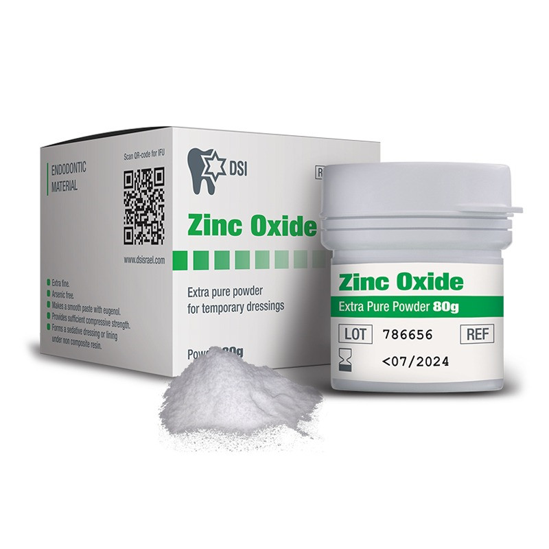 Dental DSI Endodontic Zinc Oxide Extra Pure Powder For Temporary Dresssings, 80g