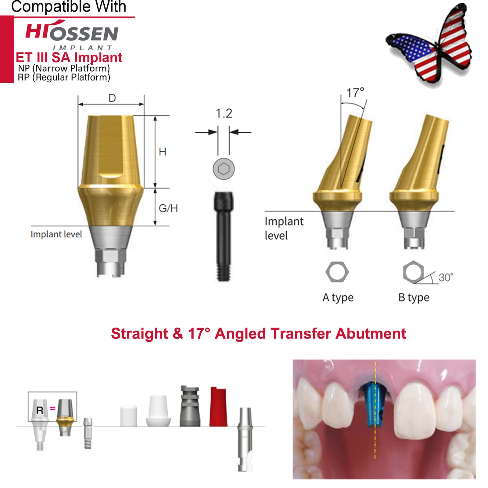 Hiossen Dental Locator/Healing/Straight Abutment/17° Angled Transfer Impression
