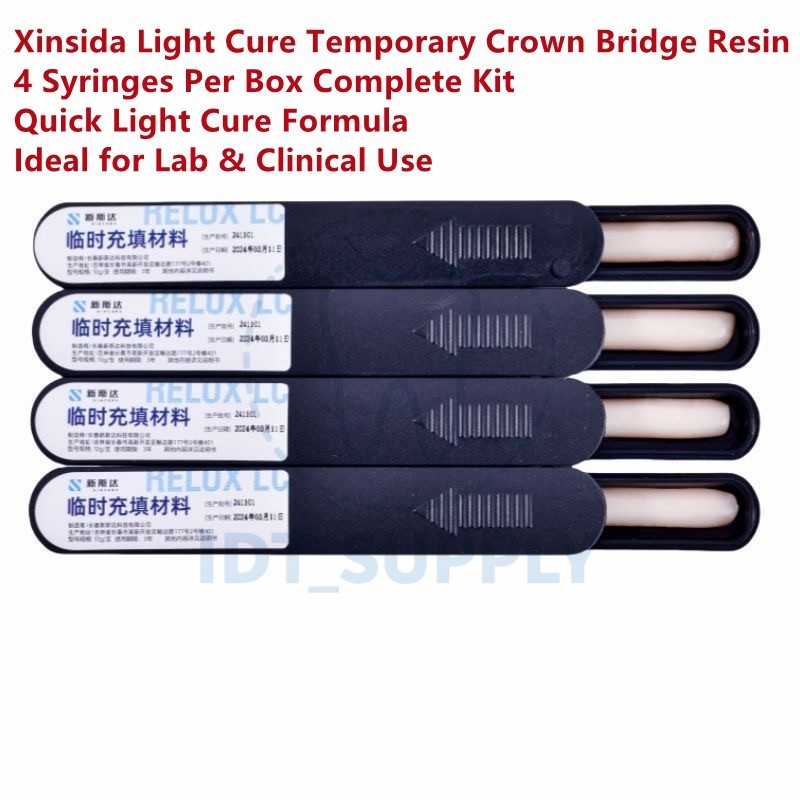 Xinsida Light Cure Temporary Crown Bridge Resin 4 Syringes Dental Lab Material
