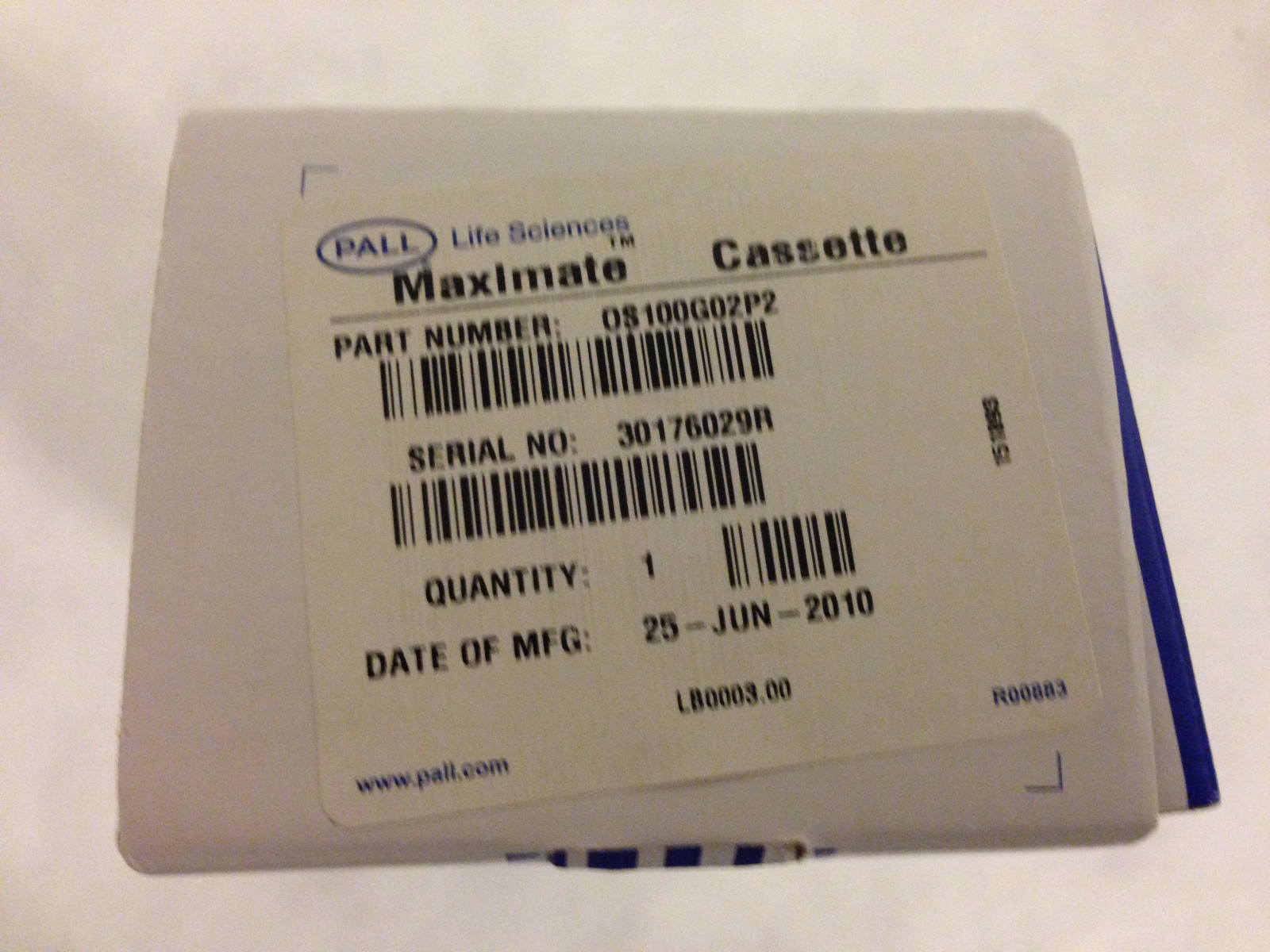 Pall Life Sciences Maximate Cassette Part#OS100G02P2