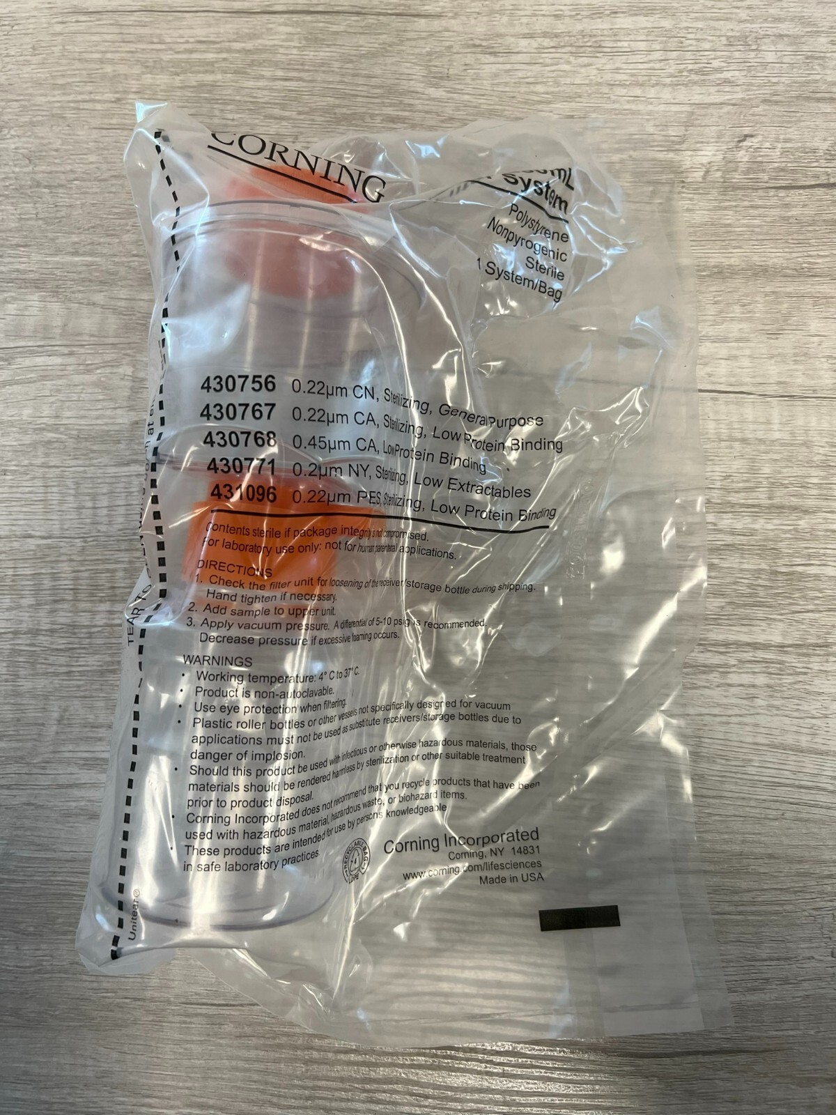 Corning 430767 0.22um CA 250mL Filter System