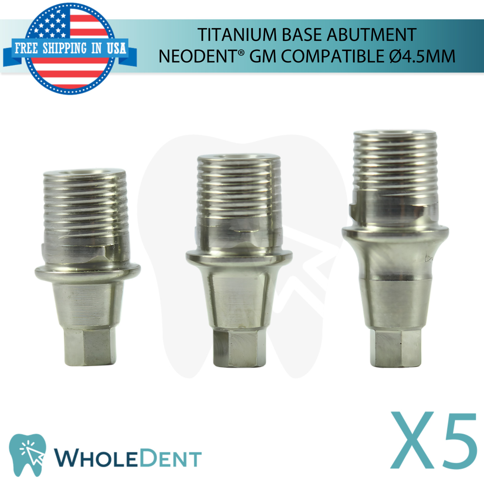 5X Titanium Base Dental Prosthetic Compatible with Neodent® GM Ø4.5mm Lab