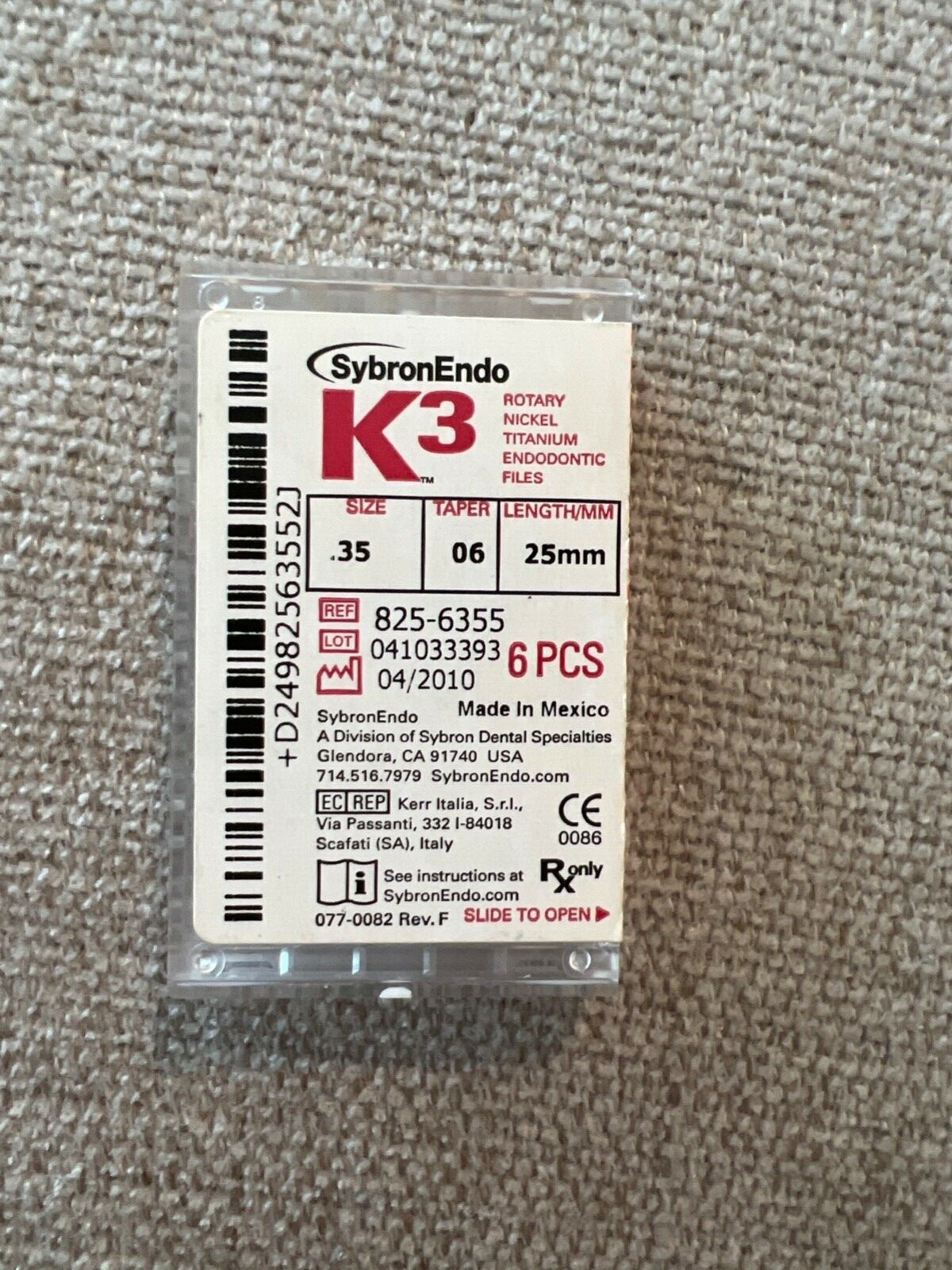 SybronEndo K3 Nickel-Titanium Files NiTi Endo Files K3 .35/.06 25mm