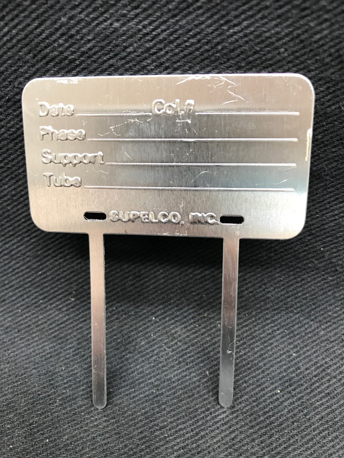 (49) SUPELCO HPLC Aluminum Engraved Column Identification Tags w/ Two Straps