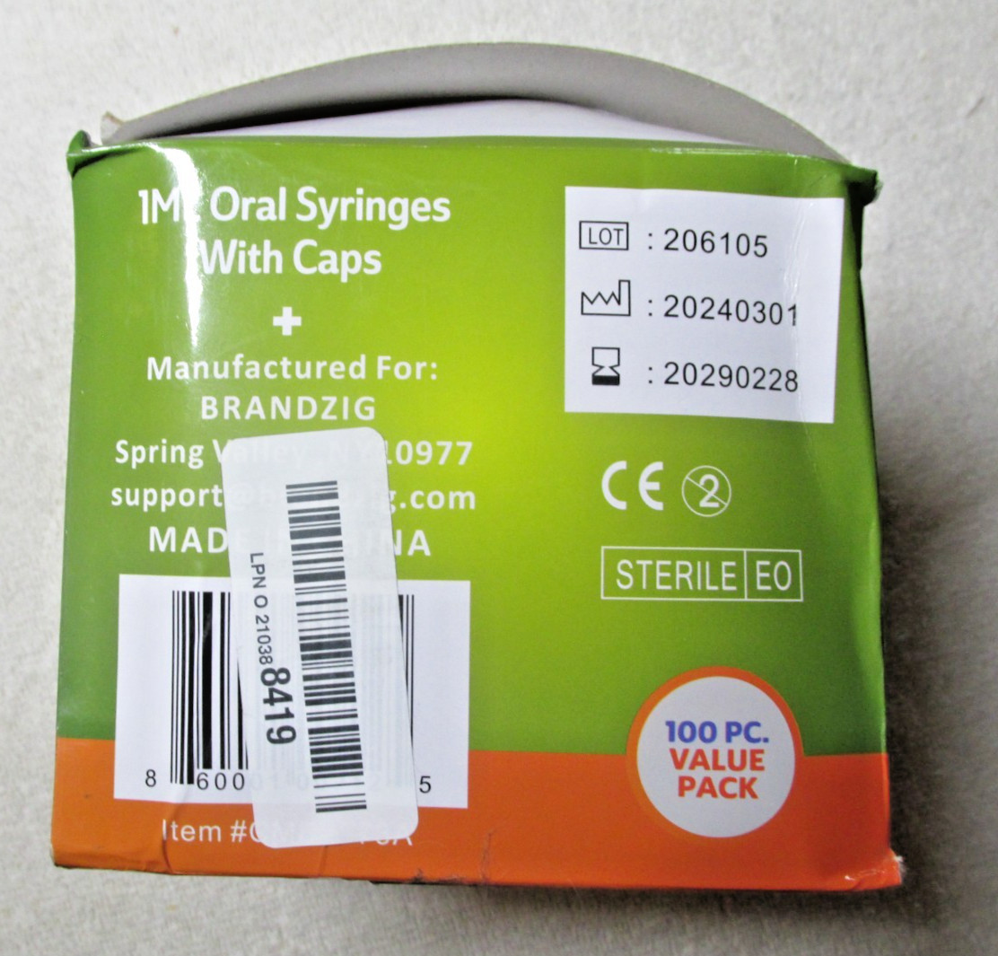 1ml Syringe with Cap (100 Pack) | Oral Dispenser Without Needle, T-32