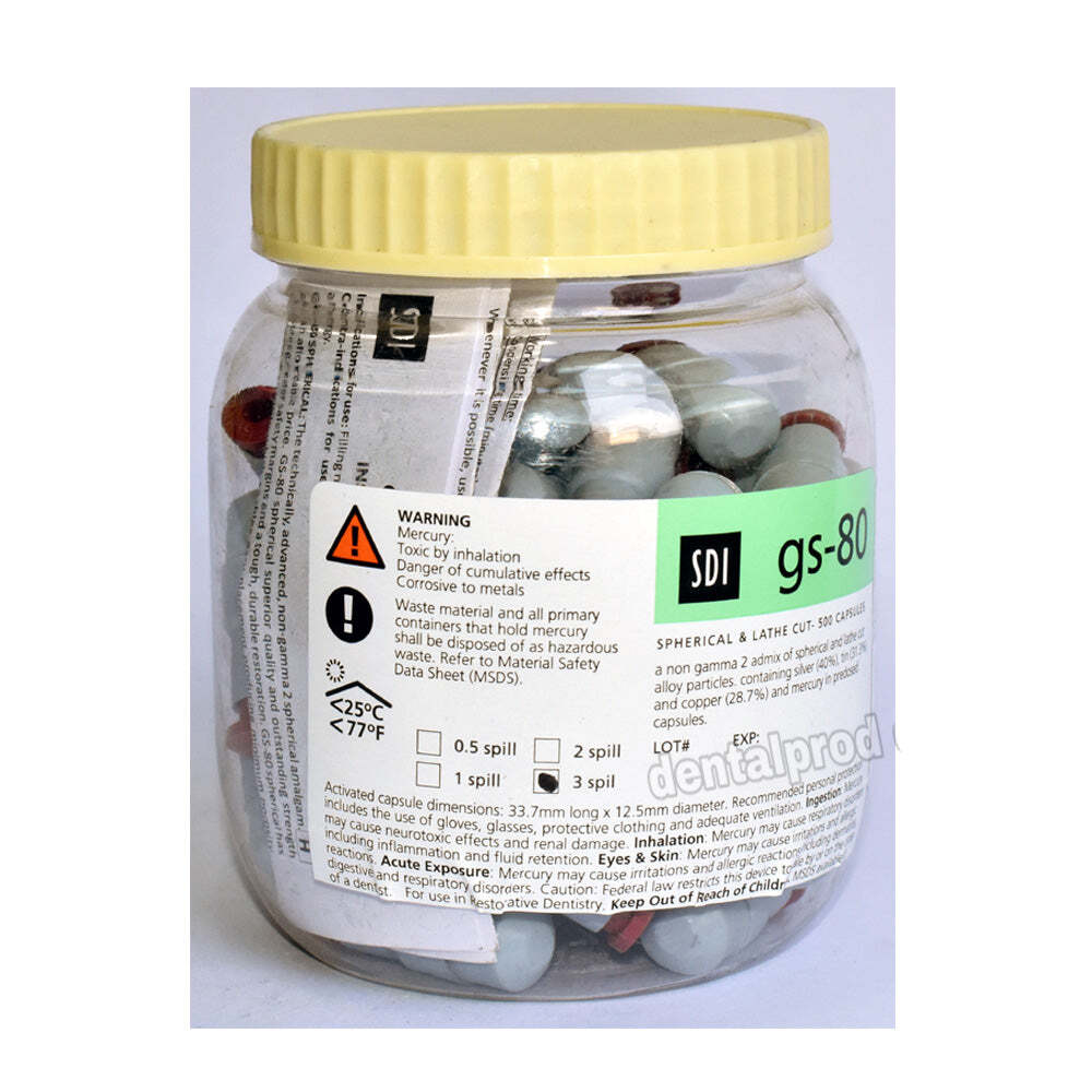 SDI GS-80 Regular 50 Per Jar Amalgam Alloy- 2 spill Capsules with free shipping