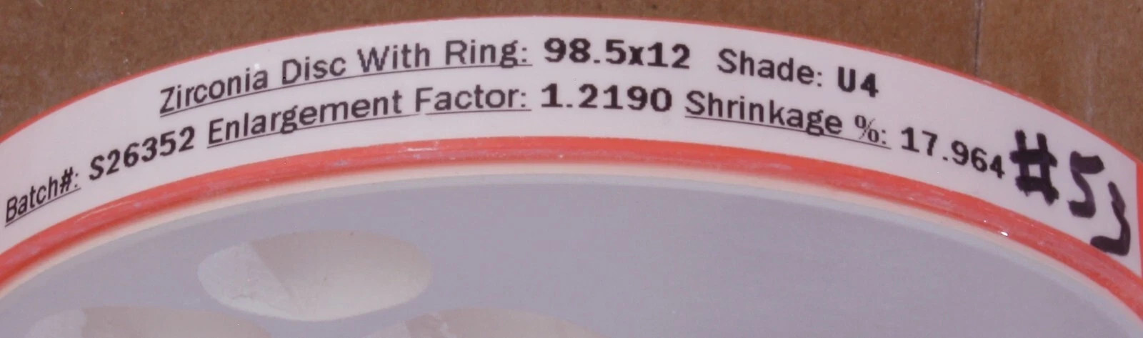 Used Scratched Zirlux FC2 Zirconia Disc Blank U4 98.5×12 mm 1.2190 Enlargement