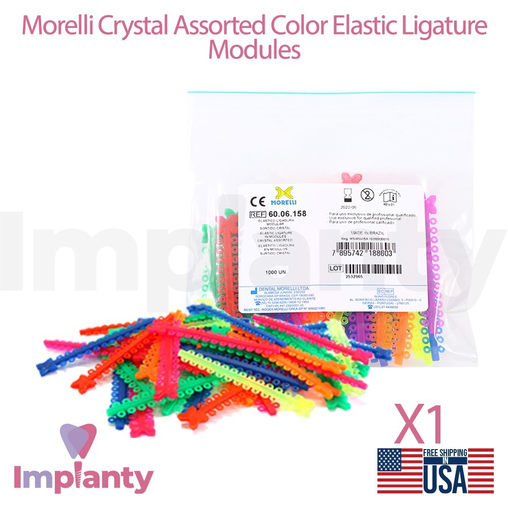 Morelli Polyurethane Elastic Ligature Modules Crystal Assorted Colors 1000pcs