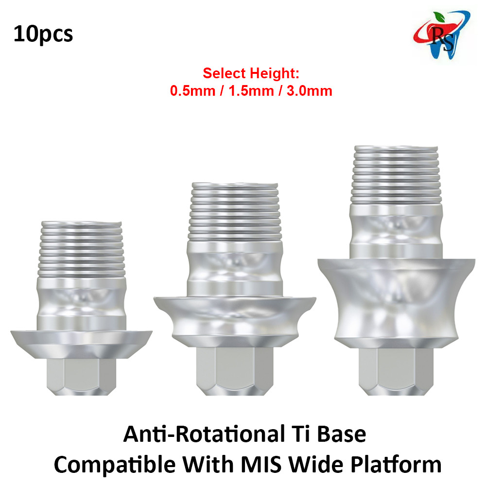 10pcs Dental Anti-Rotational Ti Base Compatible With MIS Wide Platform 4.5mm