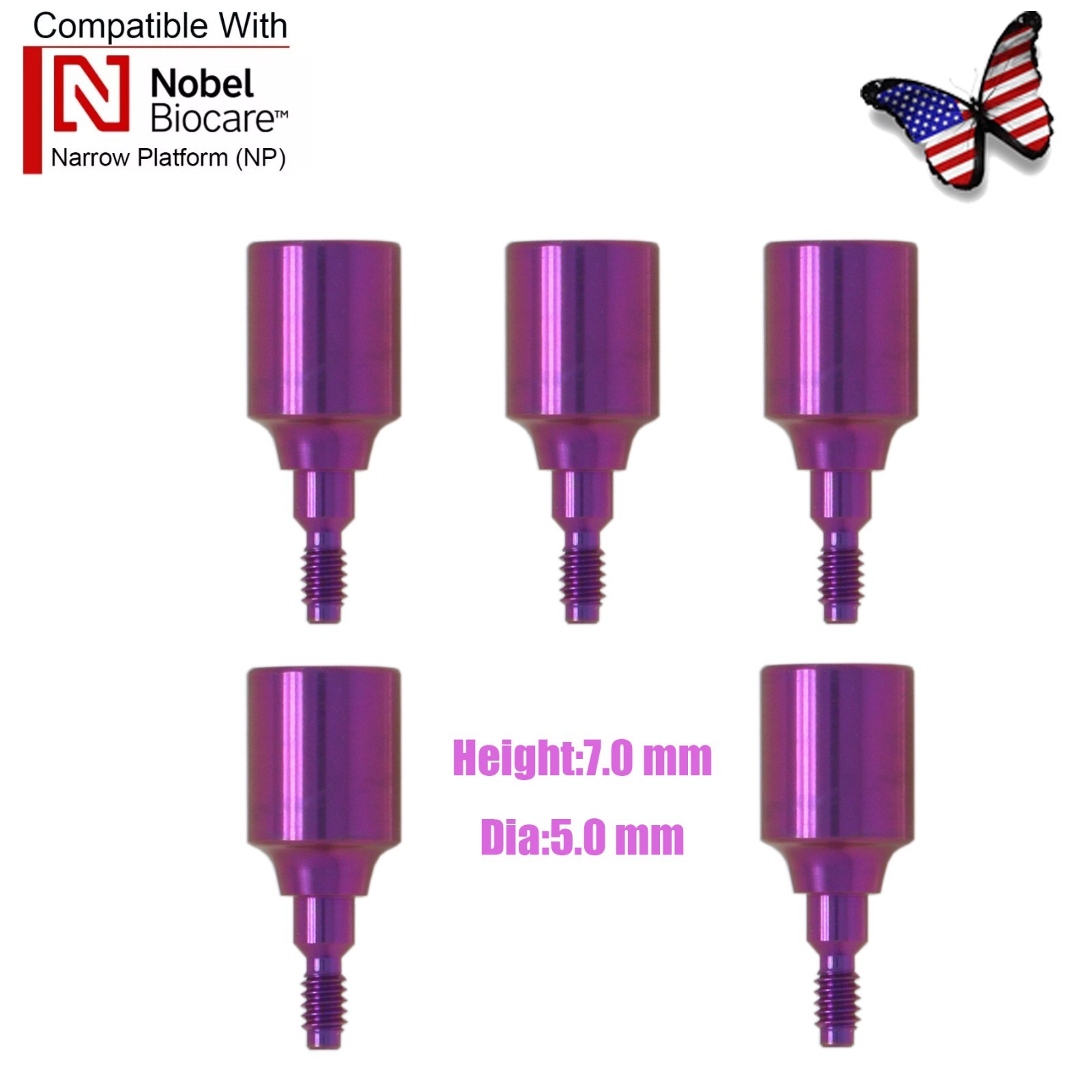 US Nobel Dental NP Healing Cap Abutments ∅3.6/5.0mm Fit Compatible NobelActive