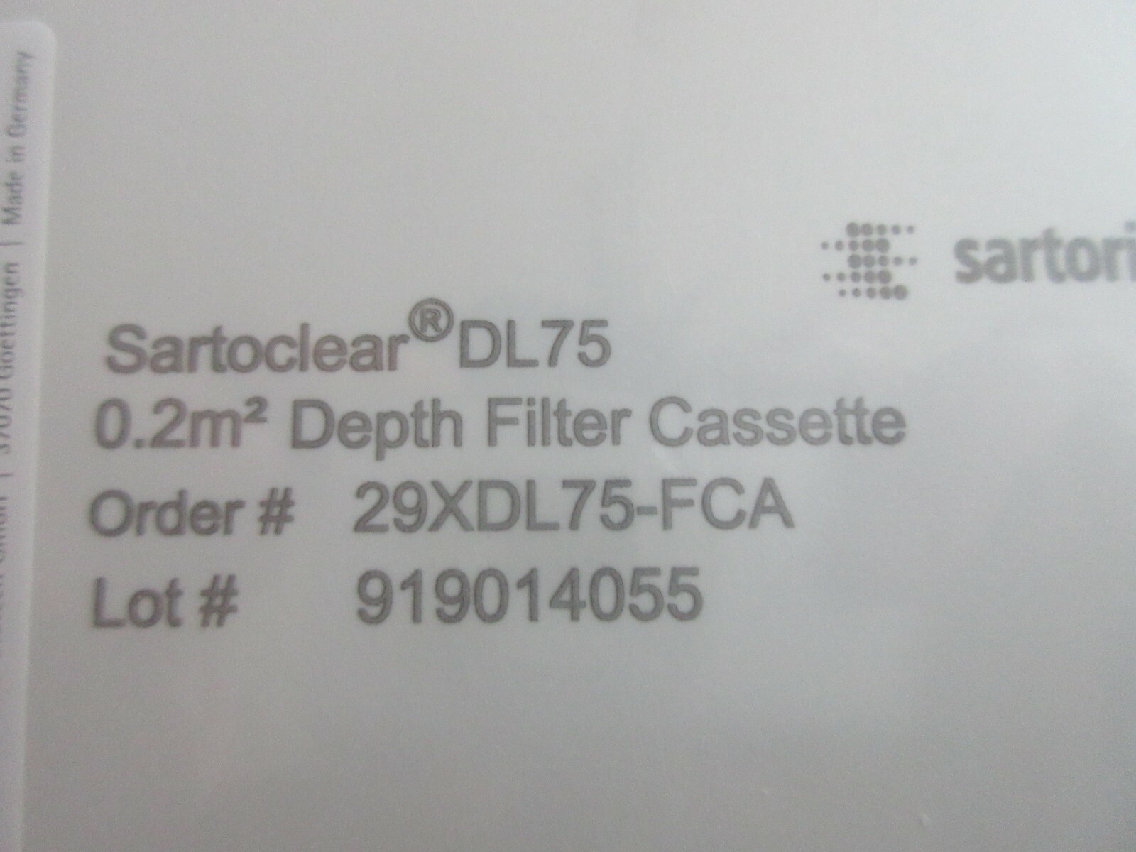SARTORIUS STEDIM 29XDL75-FCA SARTOCLEAR DL75 DEPTH FILTER CASSETTE EXP 2022