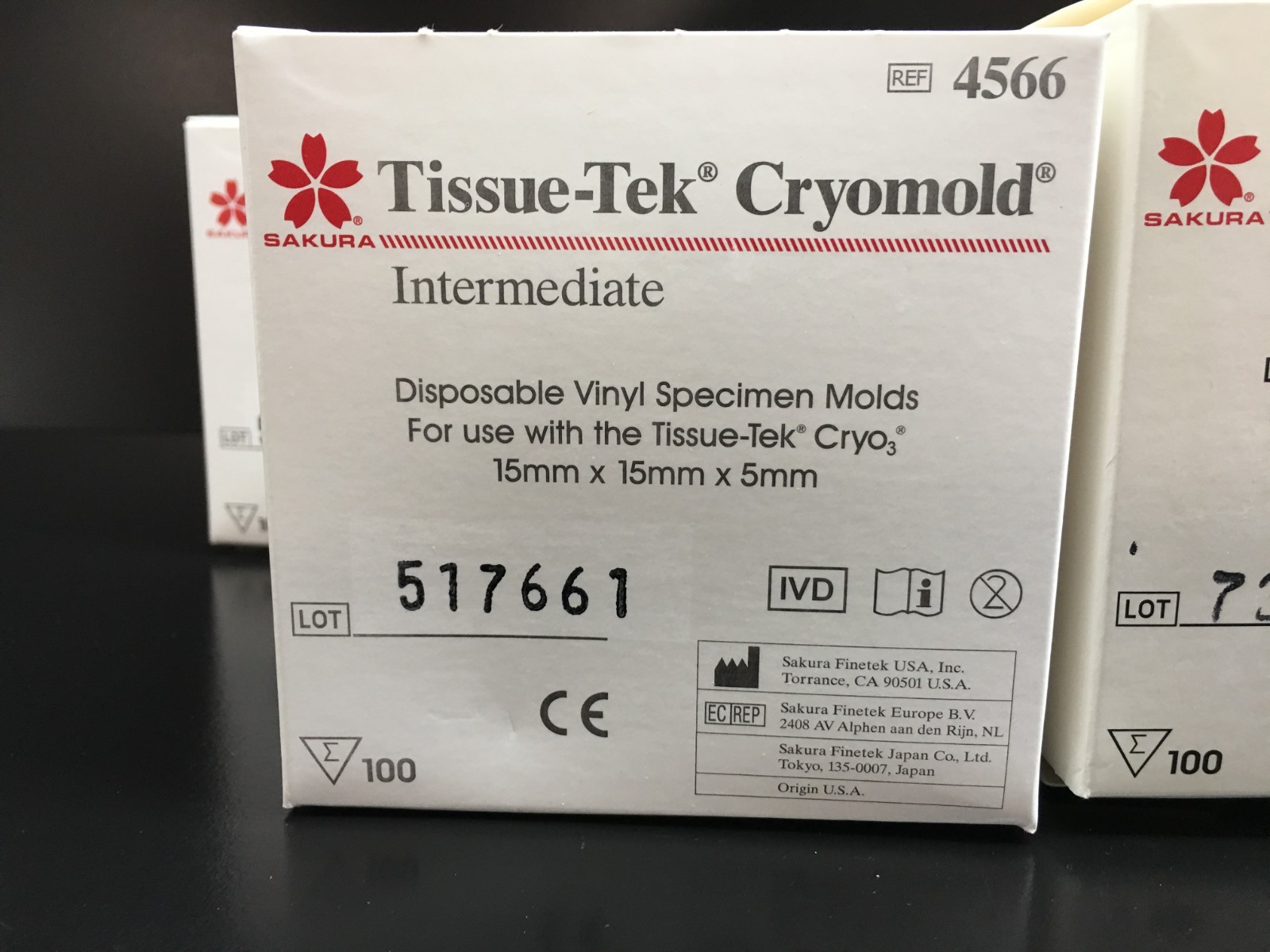 SAKURA REF 4566 Tissue-Tek Cryomold Intermediate 15 x 15 x 5mm Lot 5 PKS