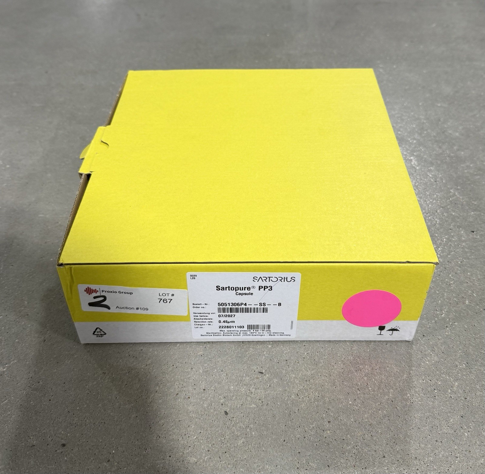 (5/Pk) SARTORIUS Sartopore PP3 Filter Capsule 0.45um Size 4 5051306P4–SS–B NEW