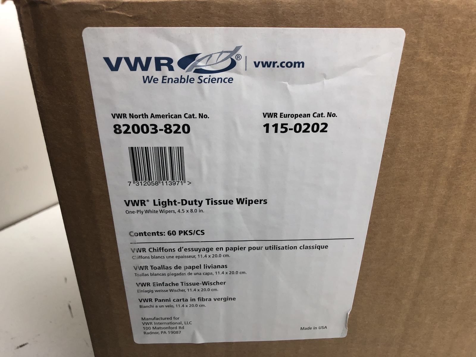 (QTY.46) VWR 82003-820 LIGHT DUTY TISSUE WIPERS