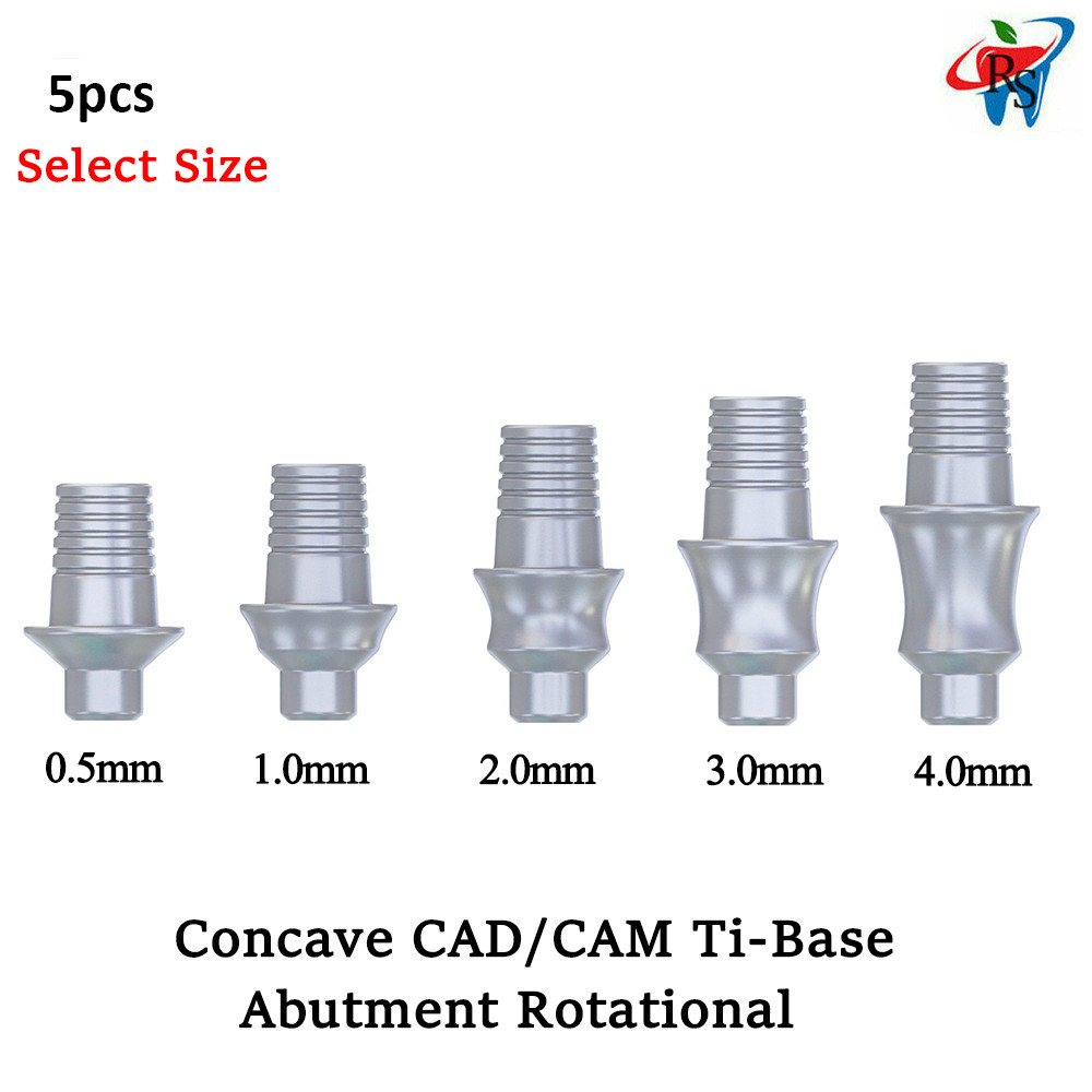 5pcs Dental Ti-Base Concave CAD/CAM Adapter Head Int Rotational With Screw