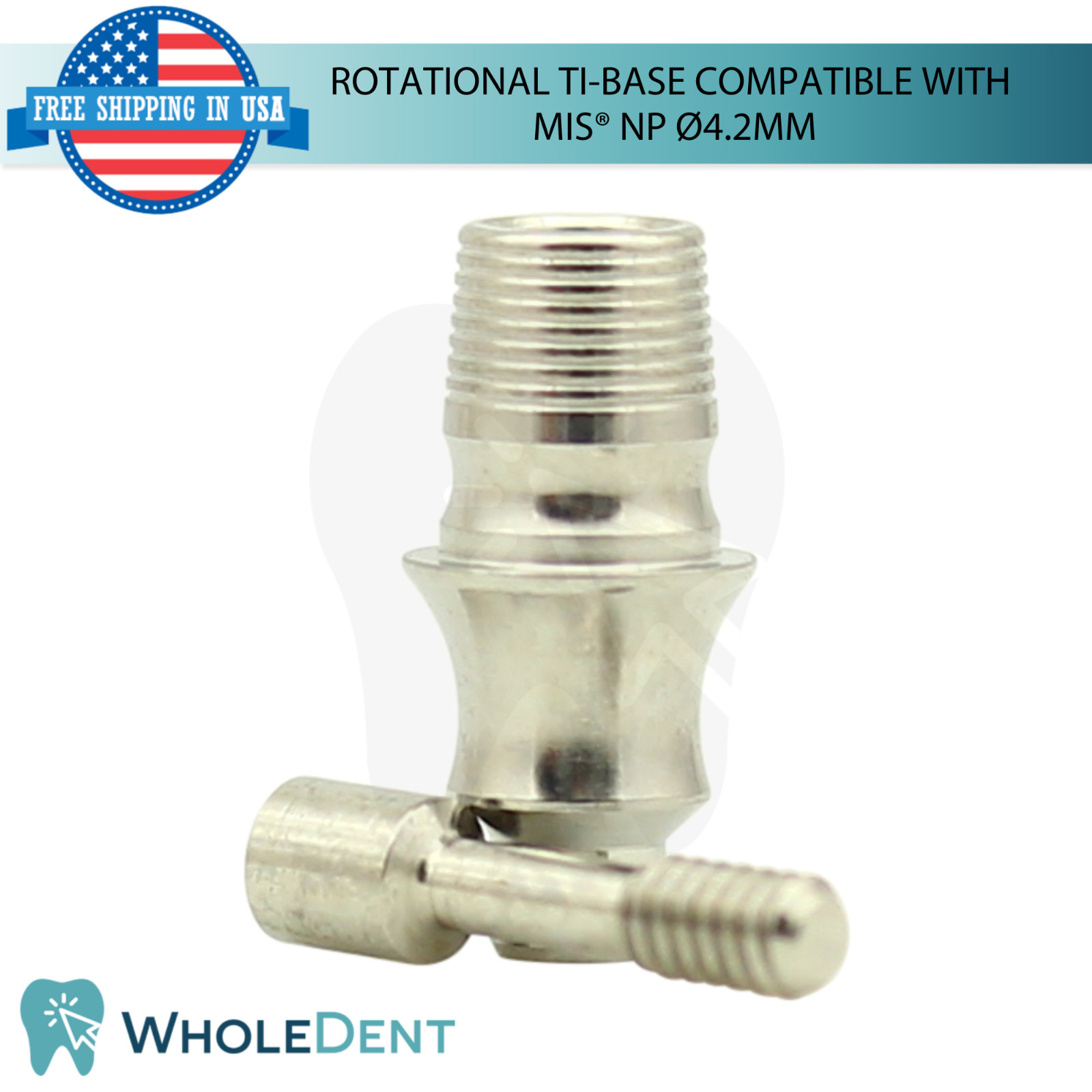 5x Dental Rotational Ti-Base Ø4.2mm NP MIS® Compatible Int Hex System 2.10mm