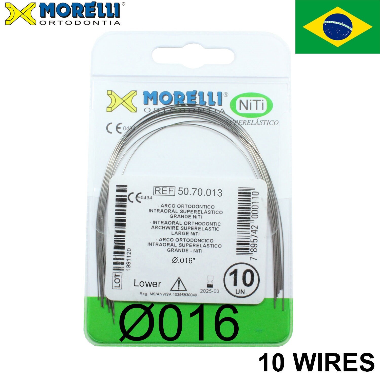 10 Morelli NiTi Dental Intraoral Orthodontic Archwire Super Elastic Ø.016″ Low
