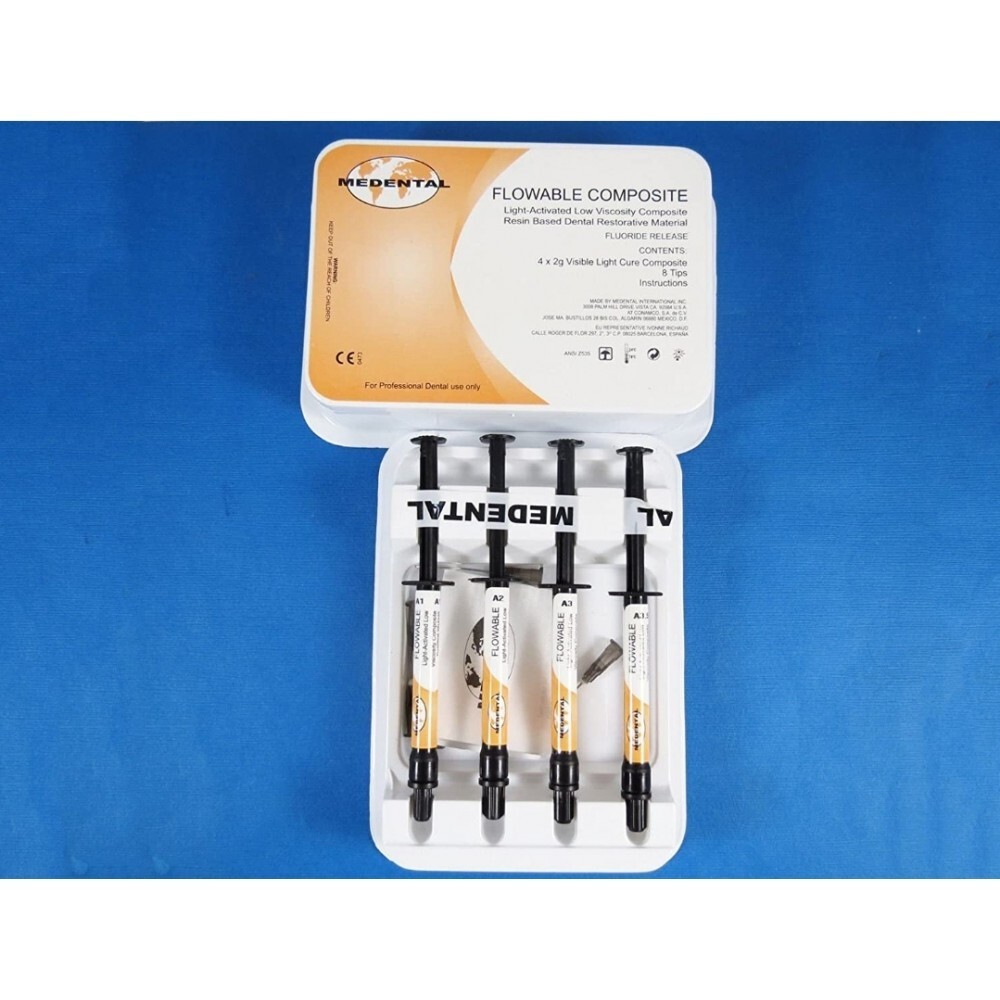 Composite Light Cure Flowable Kit B2 /4 Pcs Set Refill 2g Each MEDENTAL