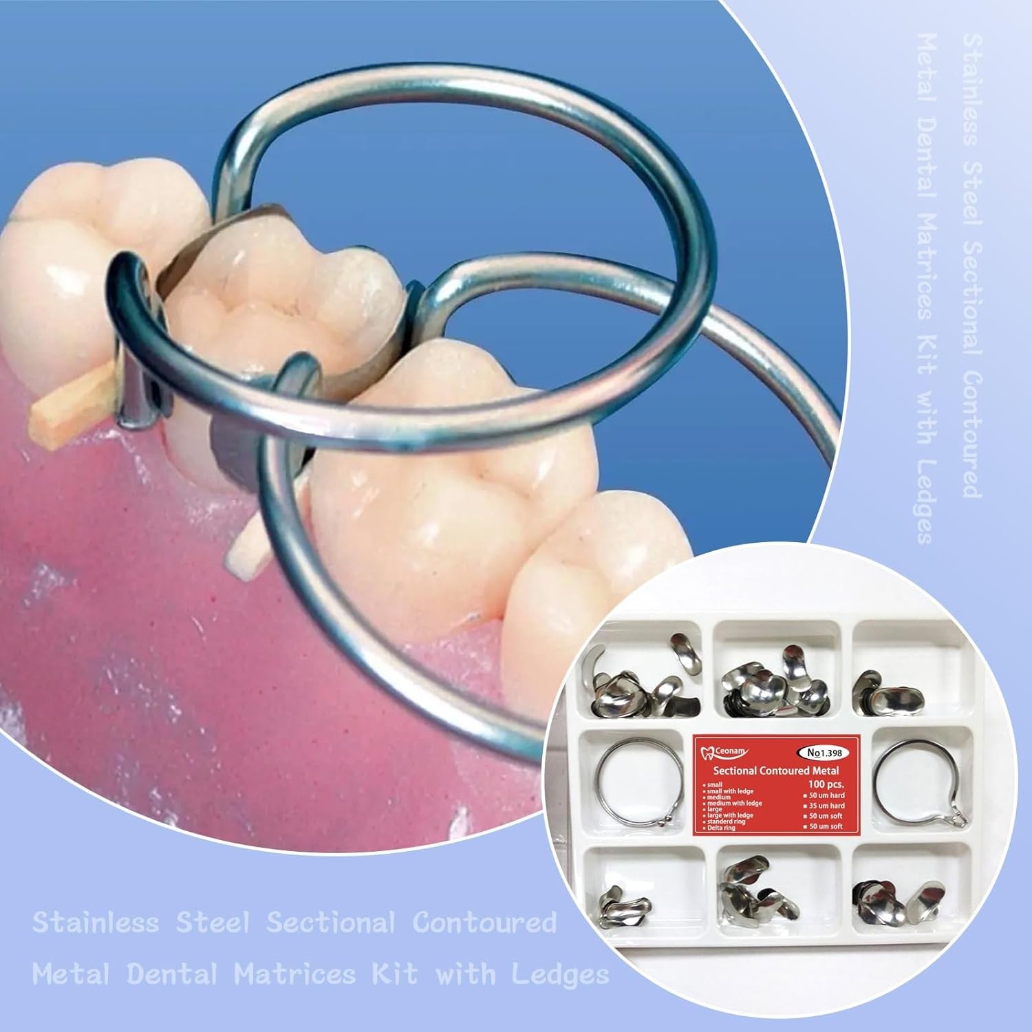 100-Piece Stainless Steel Dental Matrices Kit – Precision for Molar & Premola…