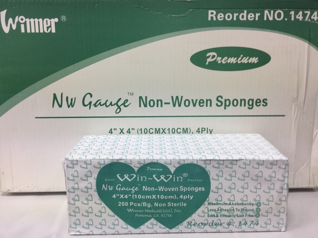 4×4 Non-Woven Gauze Sponges Non-Sterile 4-ply 2000 Pcs Vet Dental Medical