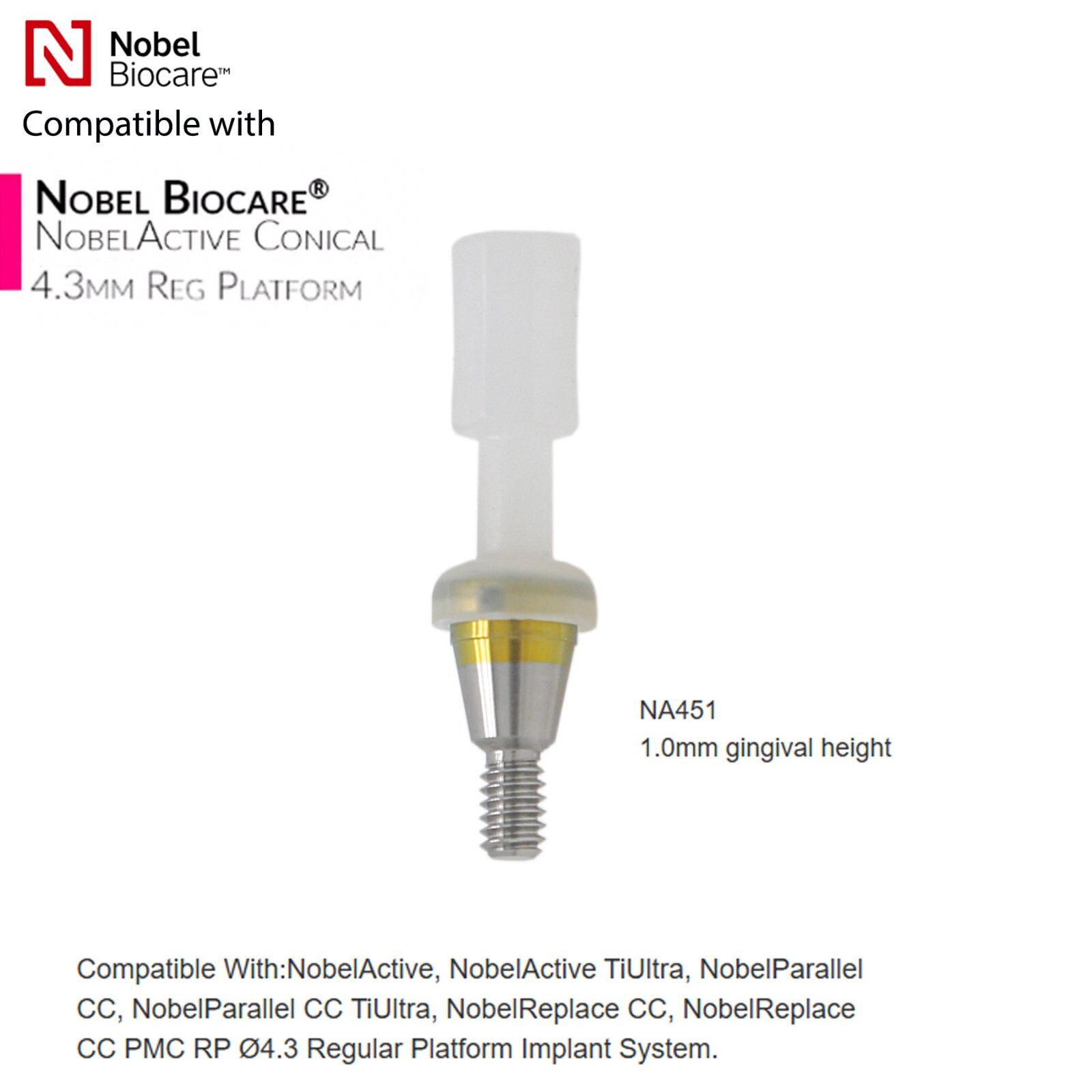 Overdenture Locator Abutment Interna Hex Conical Connection RP for Nobel Biocare