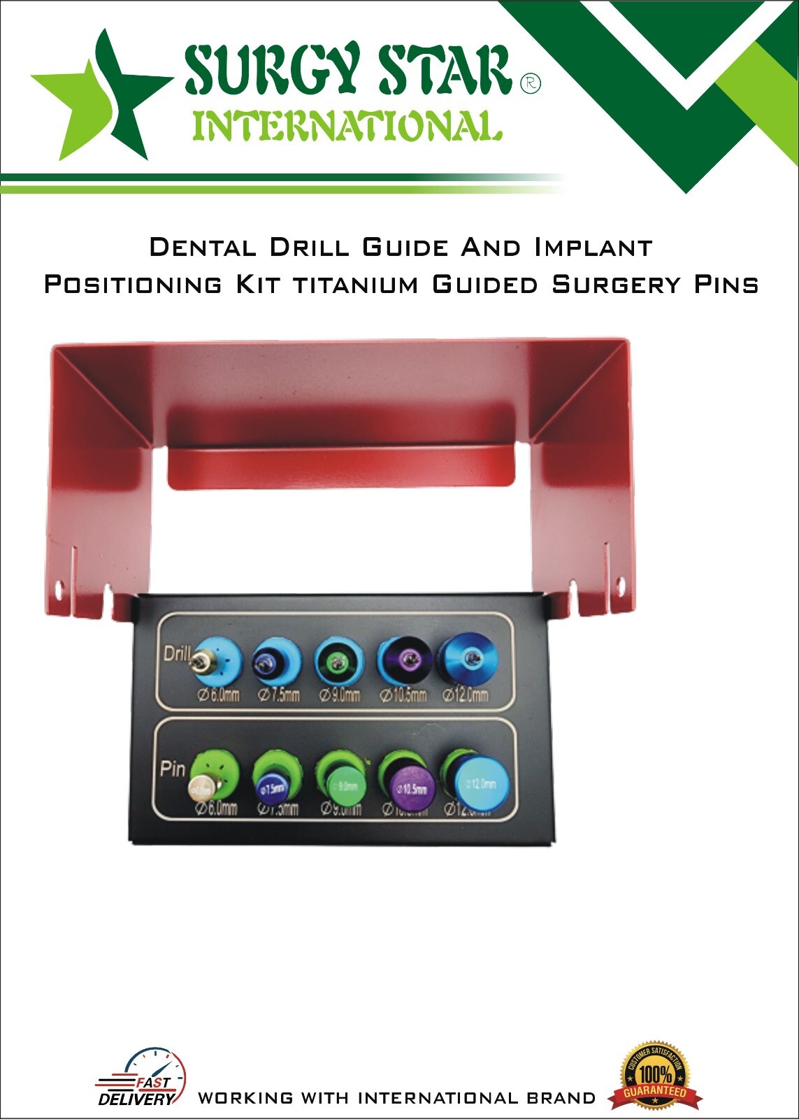 Drill Implants Guide Kit & Positioning Kit Titanium 10 Pcs with Bit Holder
