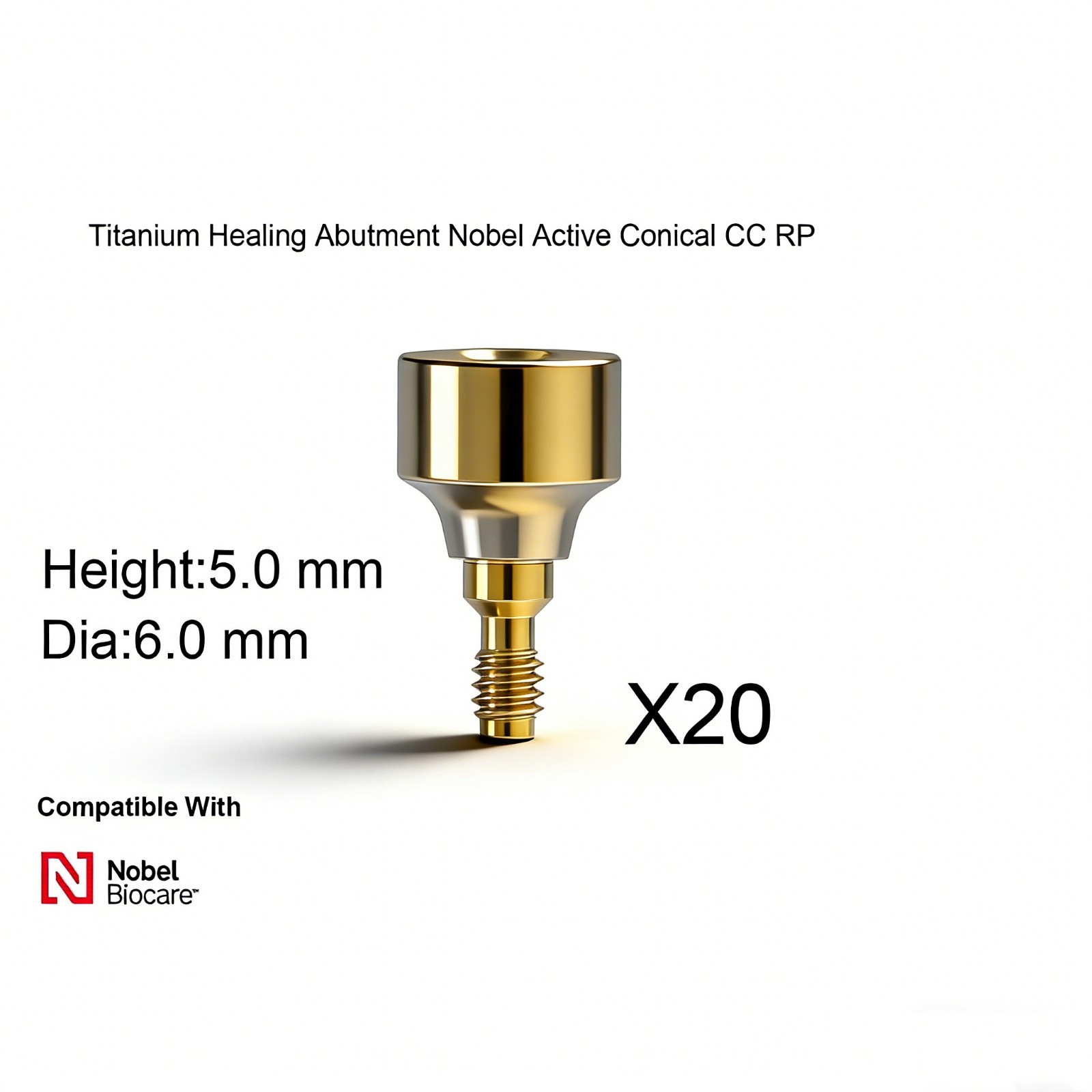 20Pcs Dental Nobel Biocare Healing Abutment Cap Ø3.6/5/6 Conical NP/RP H3/5/7mm