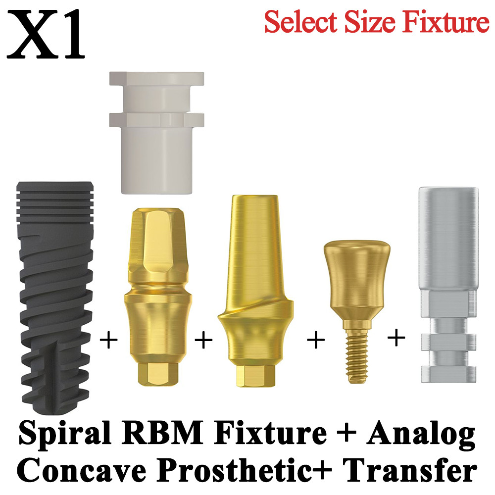 1x Spiral RBM Fixture + Concave Prosthetic Kit Dental Analog Transfer Set