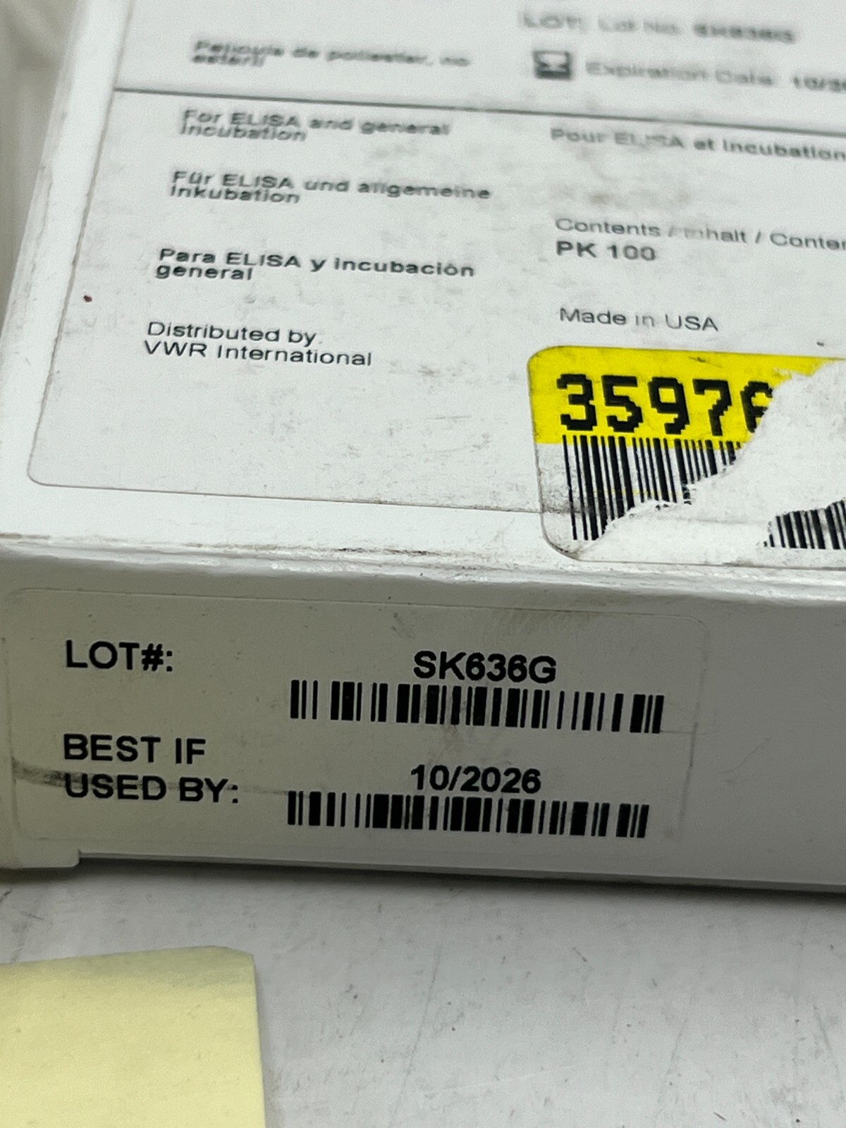 Pack of 100 VWR Adhesive Film 60941-120 for Microplates Polyester Non-Sterile