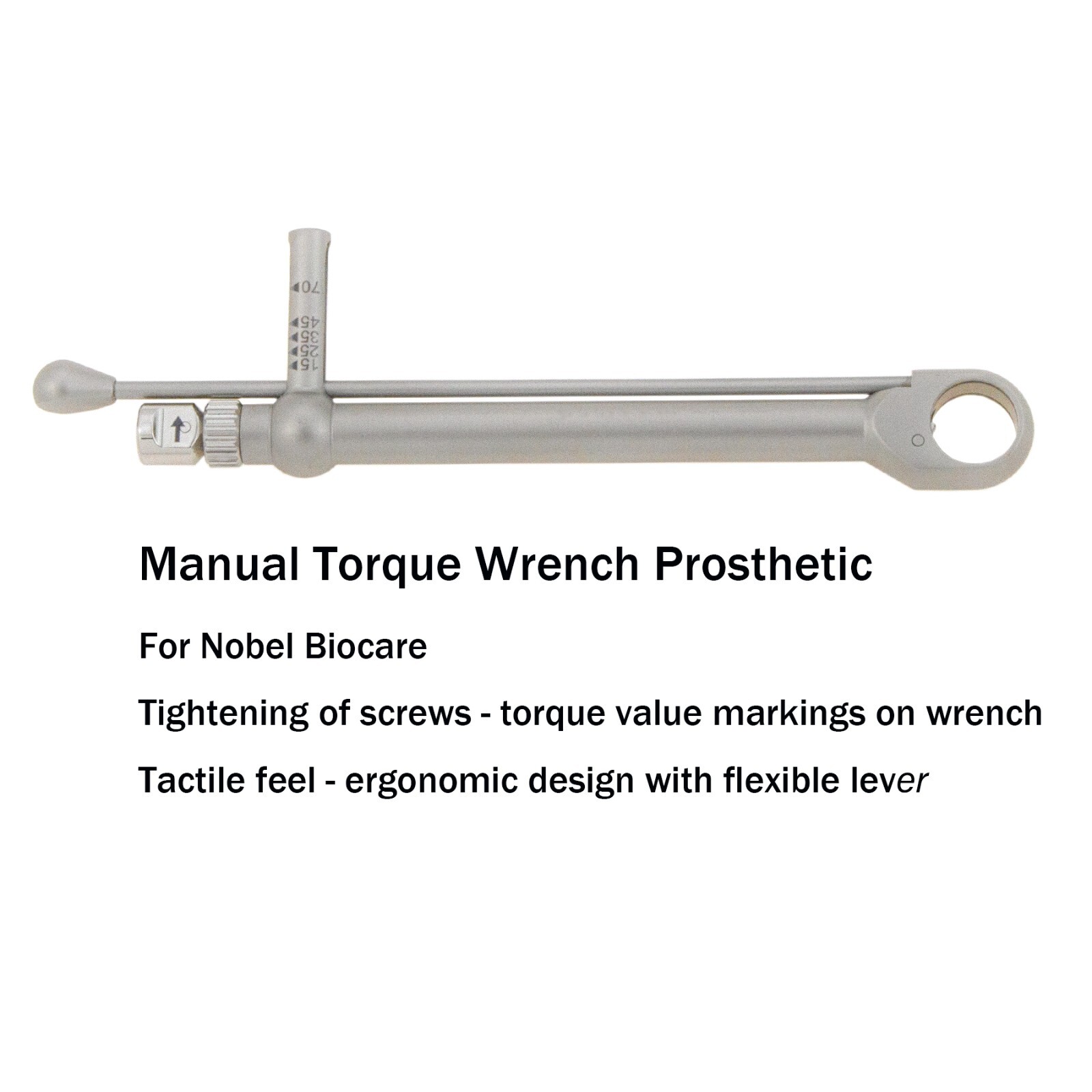 US Dental Manual Implant Torque Wrench 8mm Ratchet Nobel Biocare Fit 15-70Ncm