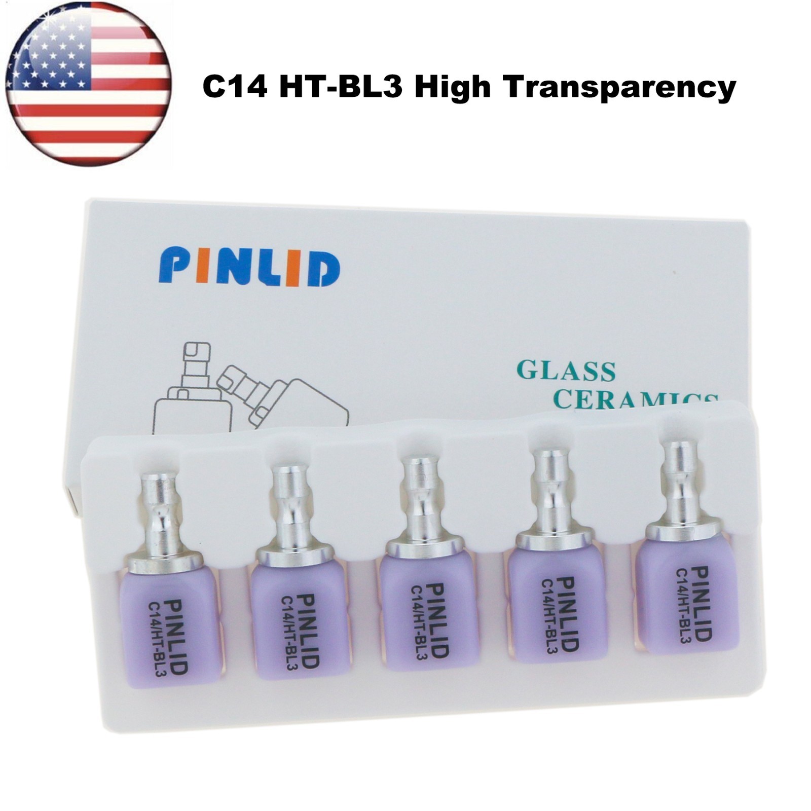 US C14 HT Dental Glass Ceramic Lithium Disilicate Blocks CEREC CAD CAM Block