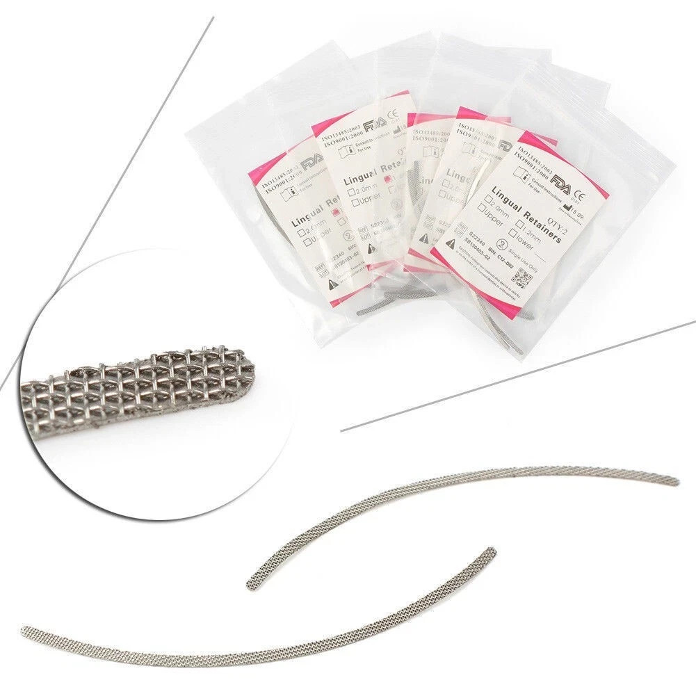 2Pcs/Pack Dental Ortho Lingual Retainer Backing Mesh Base Wire Universal 1.2/2.0