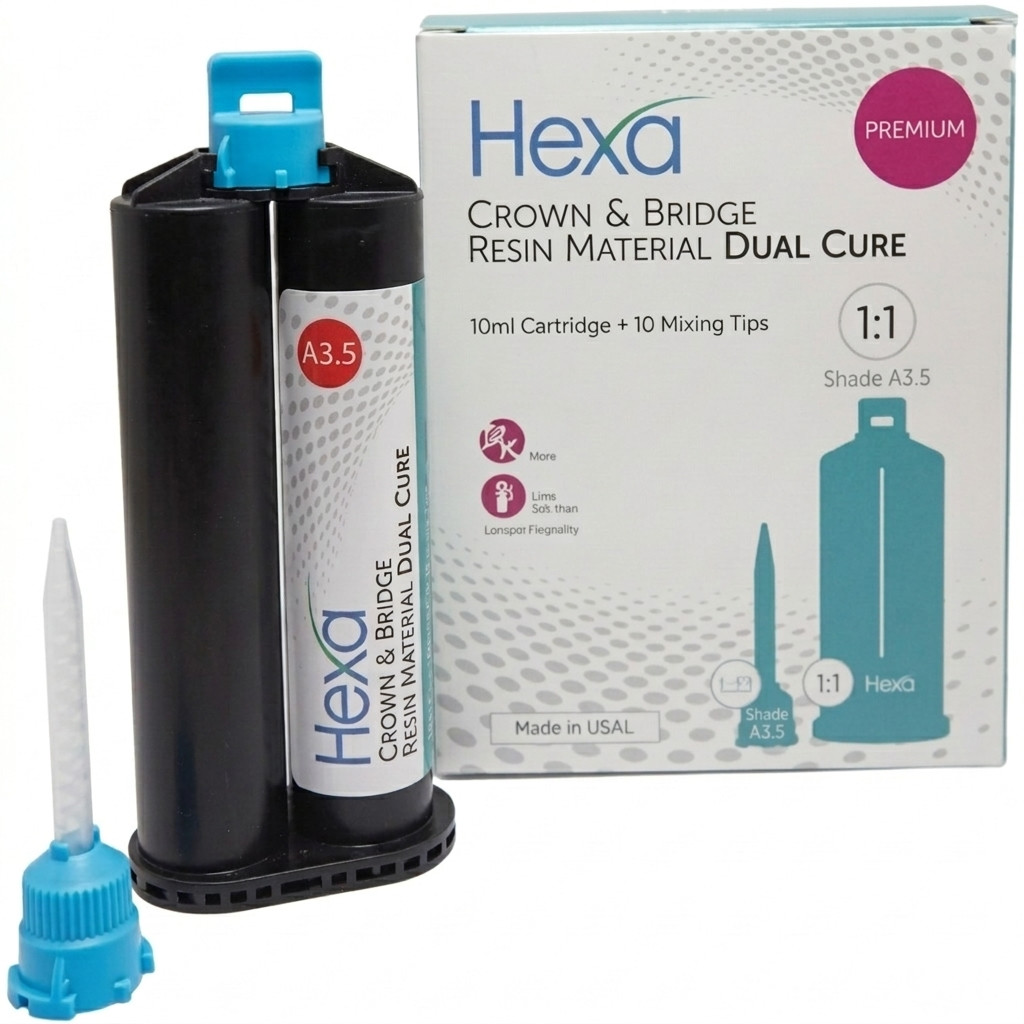 Temp Crown & Bridge Material 1:1 Ratio 50ml Cartridge & Tips, A3.5- Exp. 2025-05