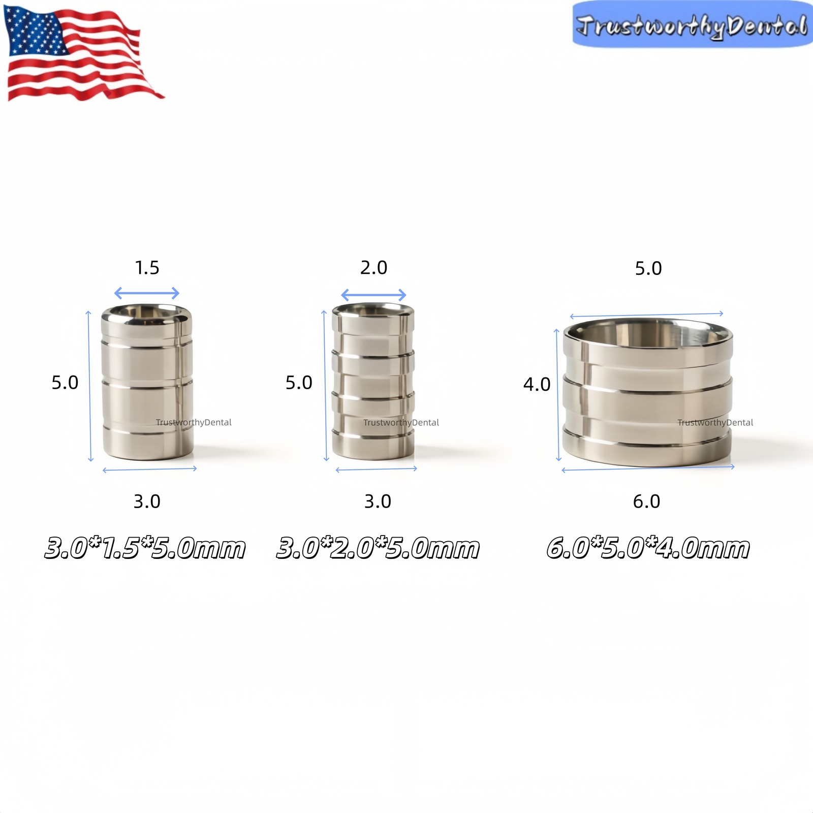 USA Dental Implant Guide Sleeve Kit – 3 Sizes Universal Drill Guide Depth 3shape