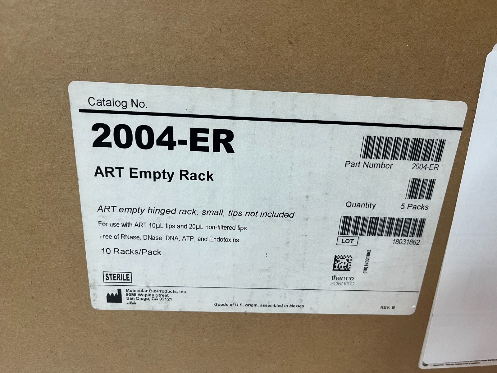 Thermo Scientific ART Empty Racks 2004-ER Case of 50 (5 Packs of 10)