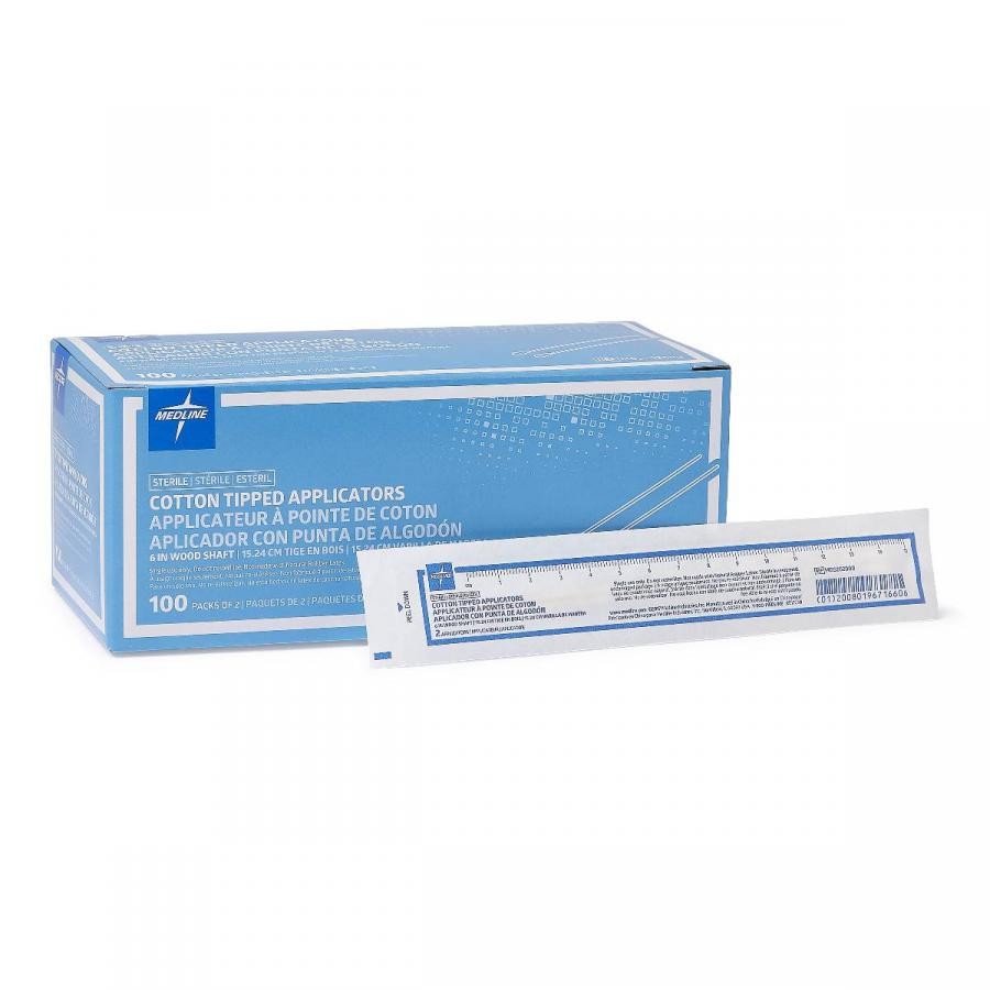 Medline Swabstick 6 In. Length Single End Tip 2 per Sterile Pack 2000 Total Ct.