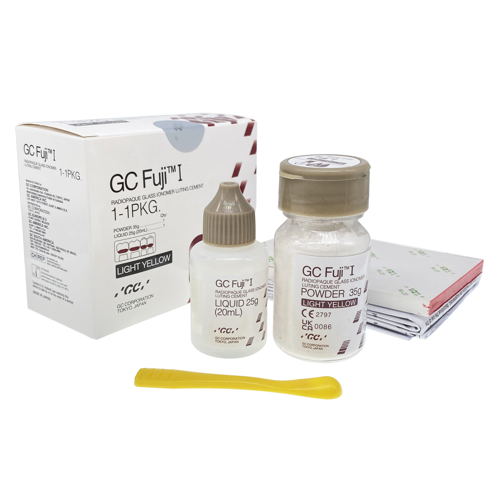 Dental Fuji I GIass lnomer Luting Cement Set 35g Powder 25g Liquid Light Yellow